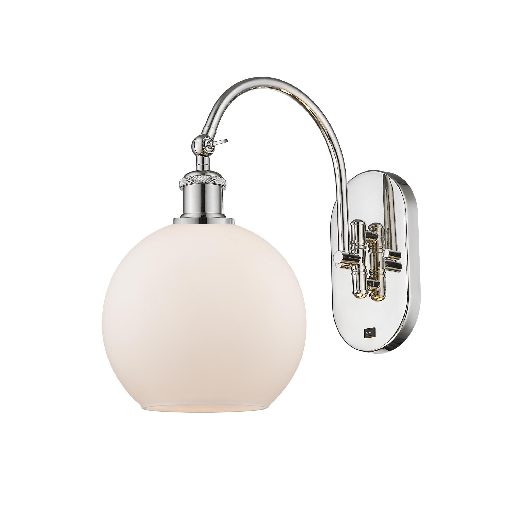 Shown in Polished Nickel finish and Cased Matte White glass