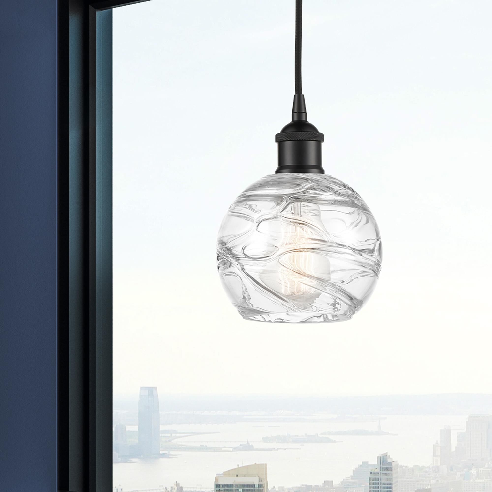 Shown in Matte Black finish and Clear Athens Deco Swirl 8