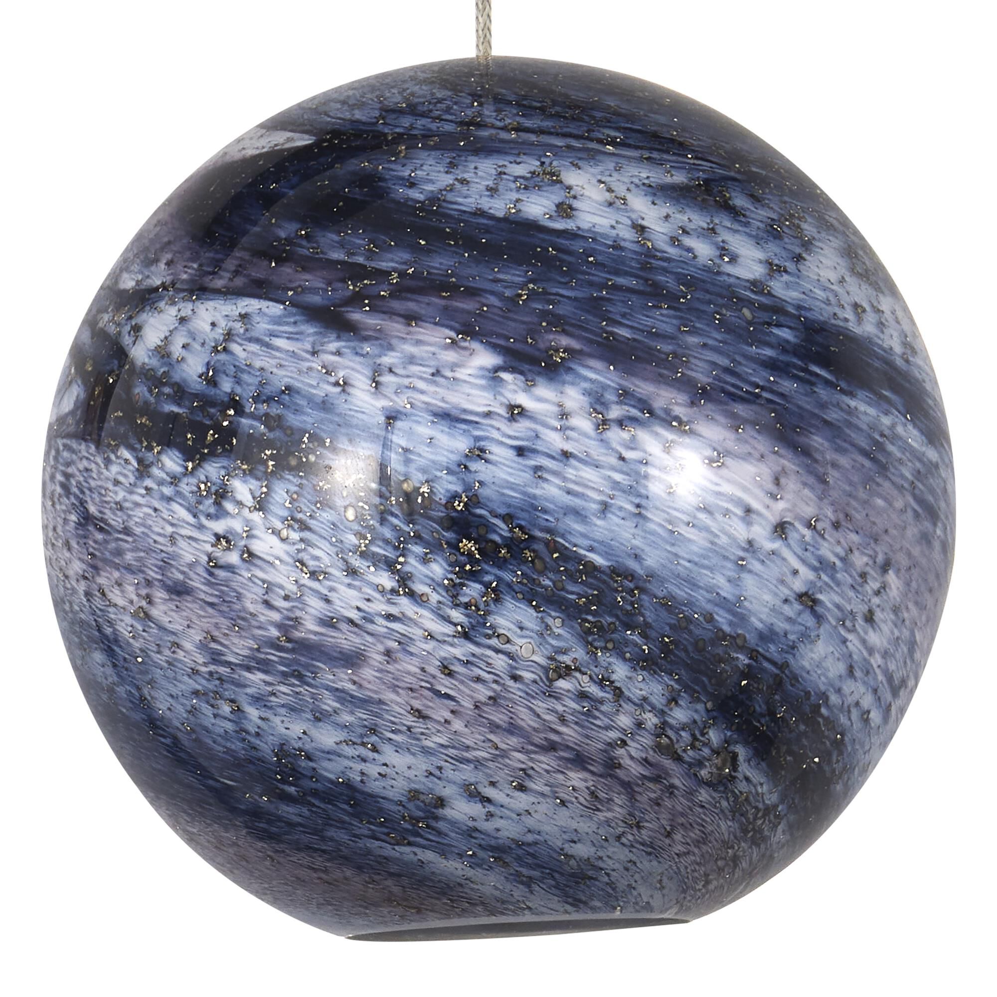 Shown in Blue Marbeled/Silver finish and Earth With Speckles/Glass shade
