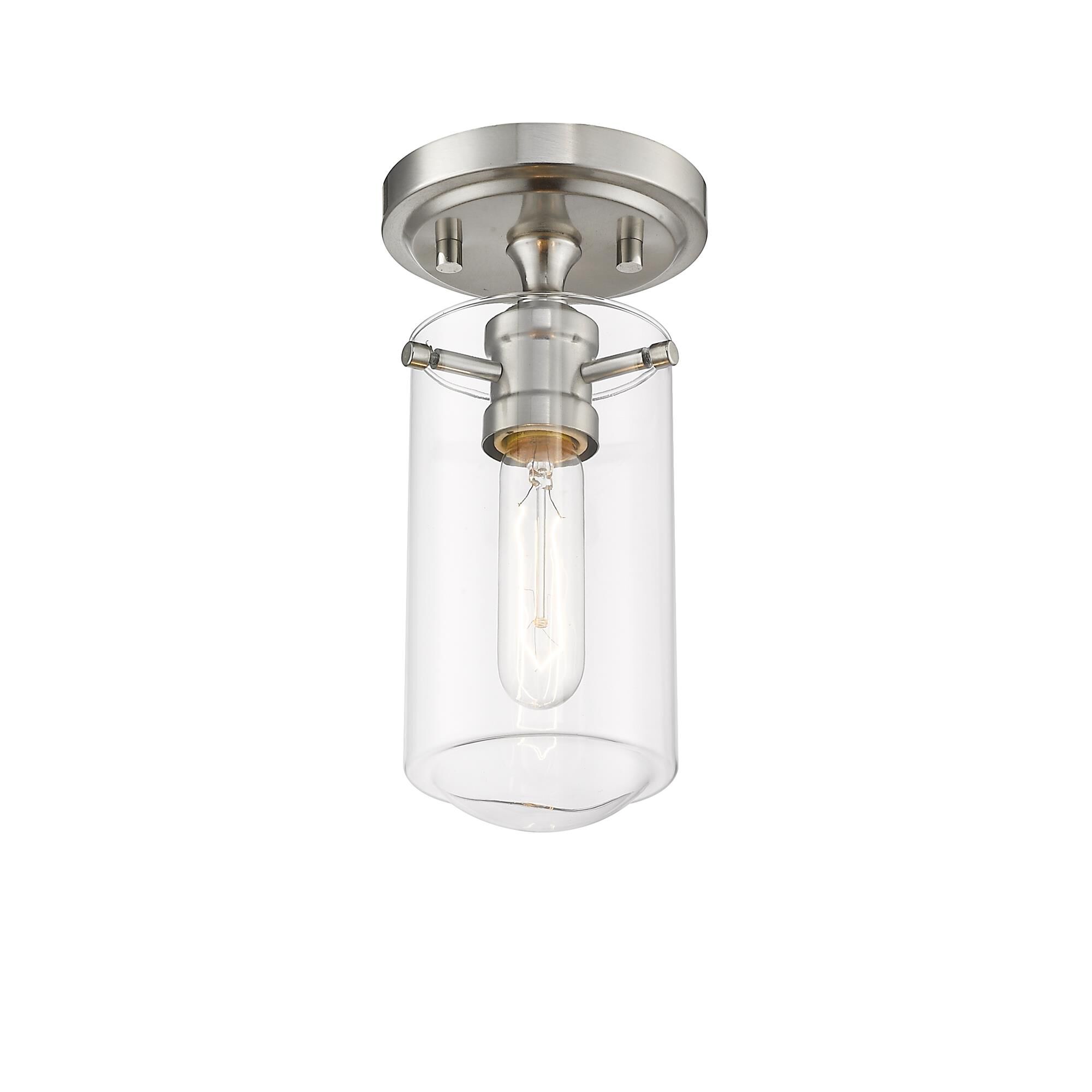 Shown in Brushed Nickel finish and Glass shade