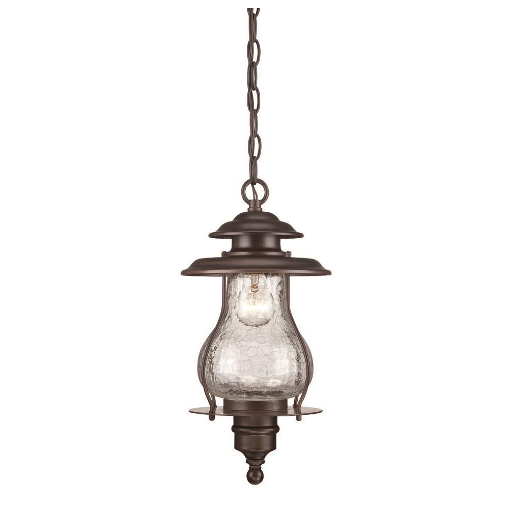 Shown in Architectural Bronze finish and Clear glass and Clear Crackled Glass Globe shade