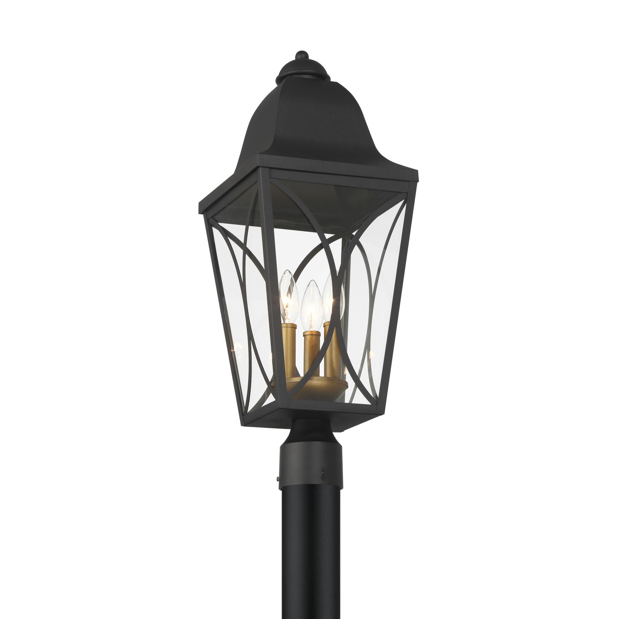 Shown in Sand Coal Black and Olden Brass finish and Clear glass