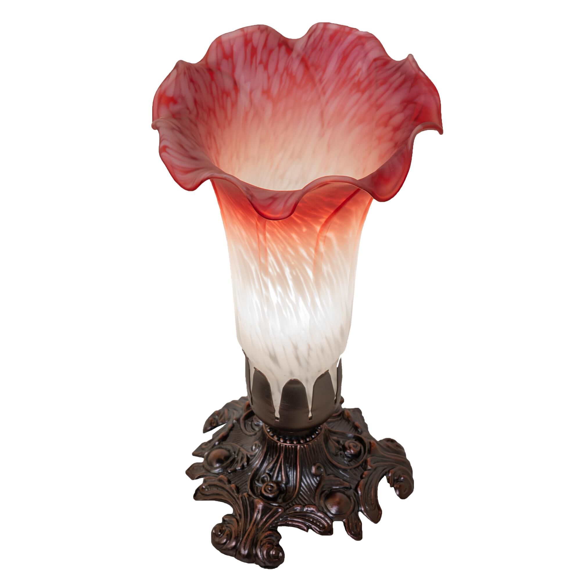 Shown in Mahogany Bronze finish and Ruby;White glass