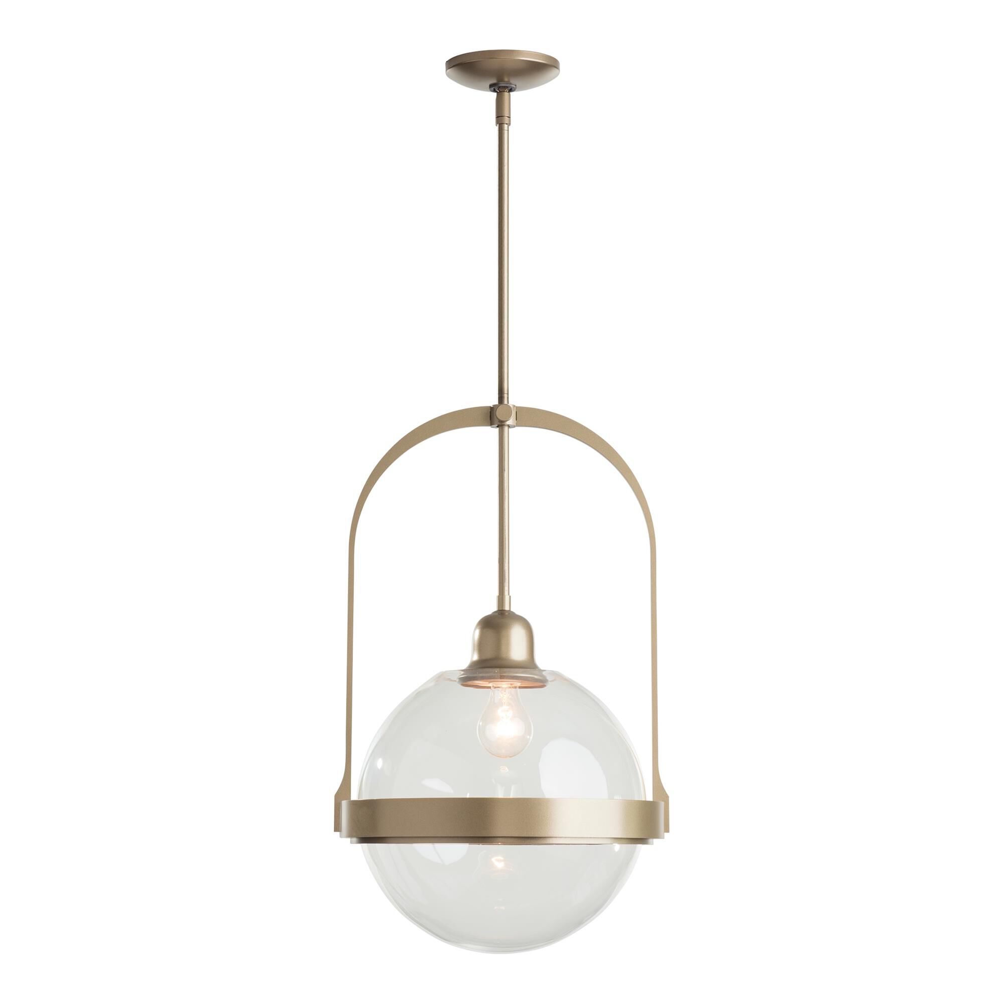 Shown in Soft Gold finish and Clear glass