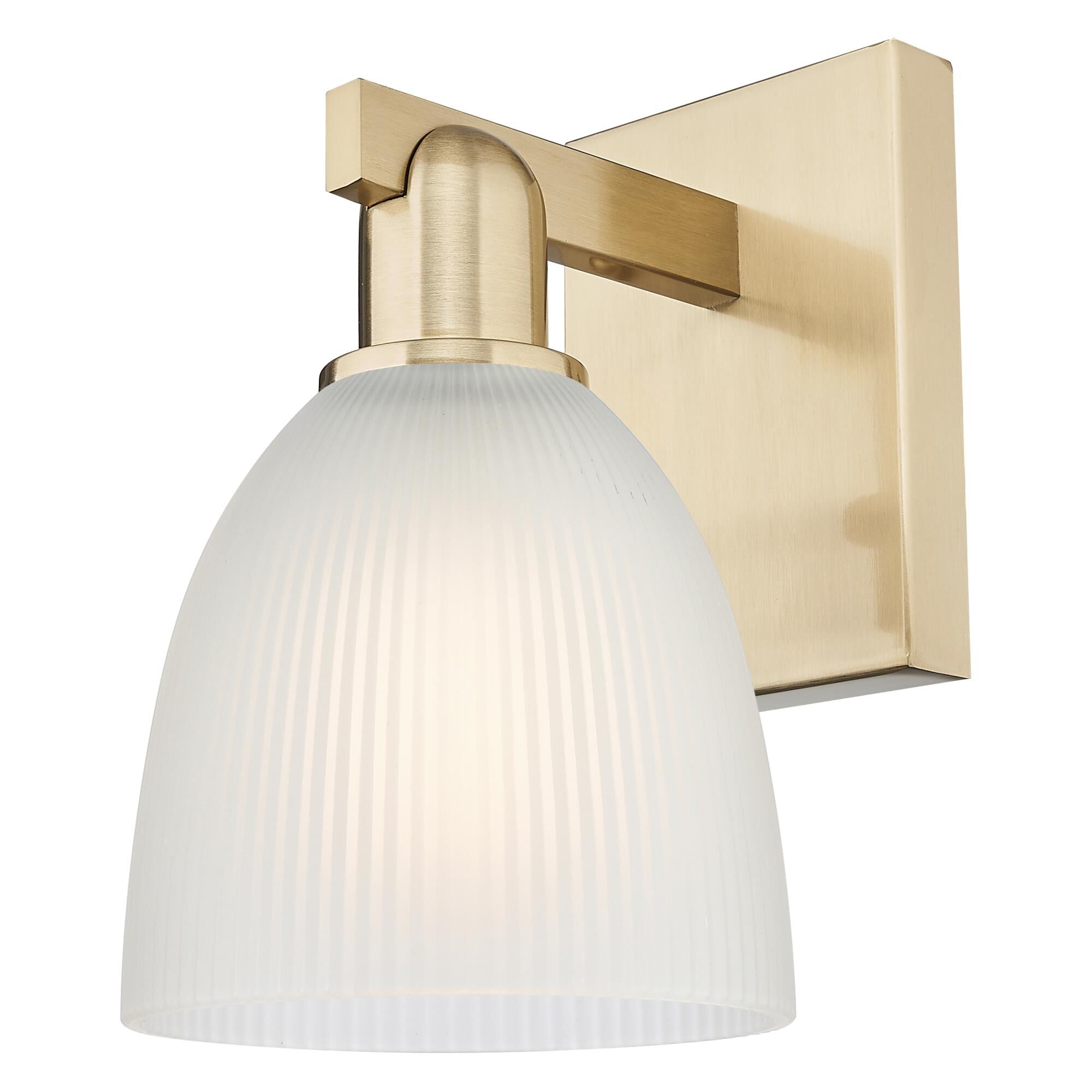 Shown in Champagne Bronze finish and White glass