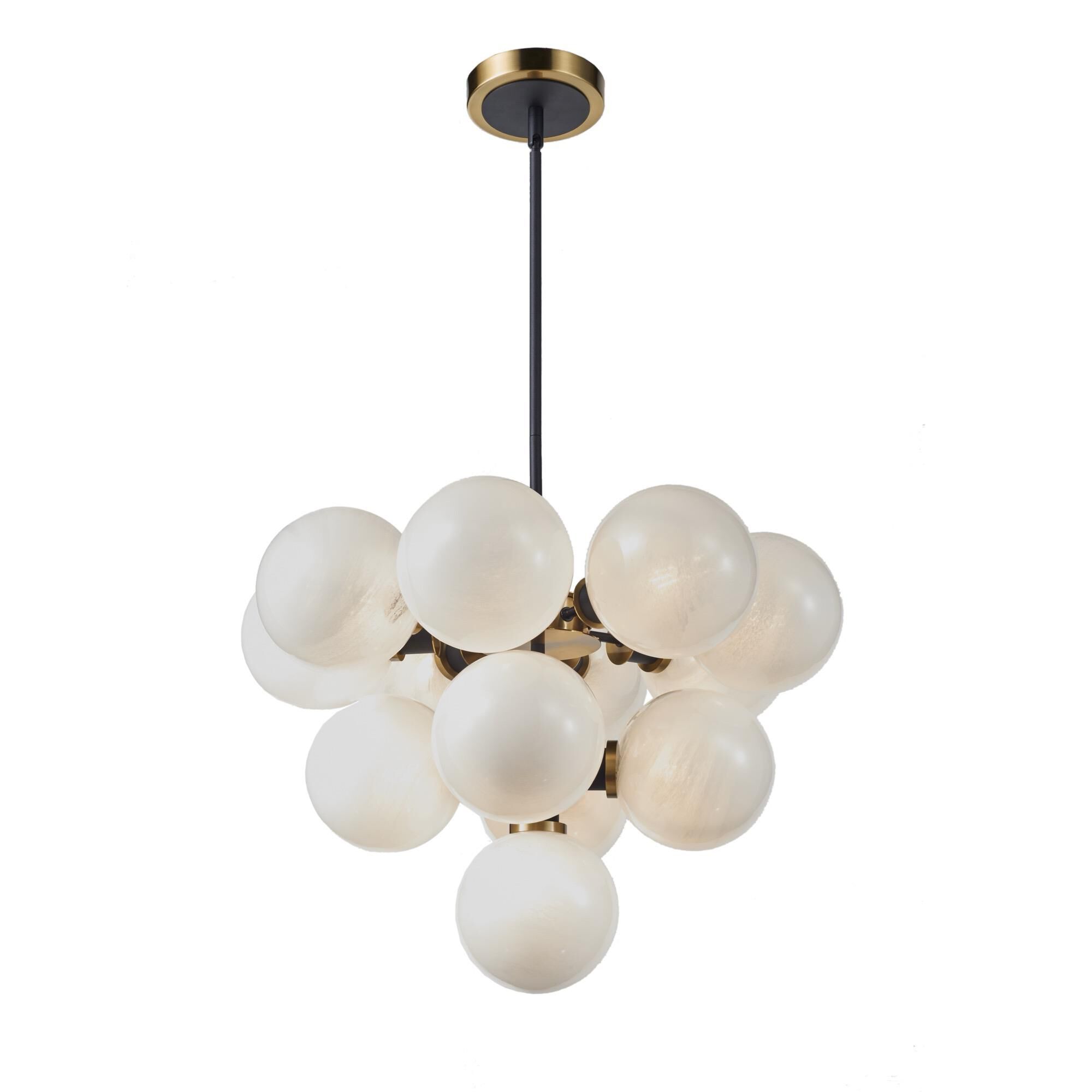 Shown in Black And Brushed Brass finish and Glass shade