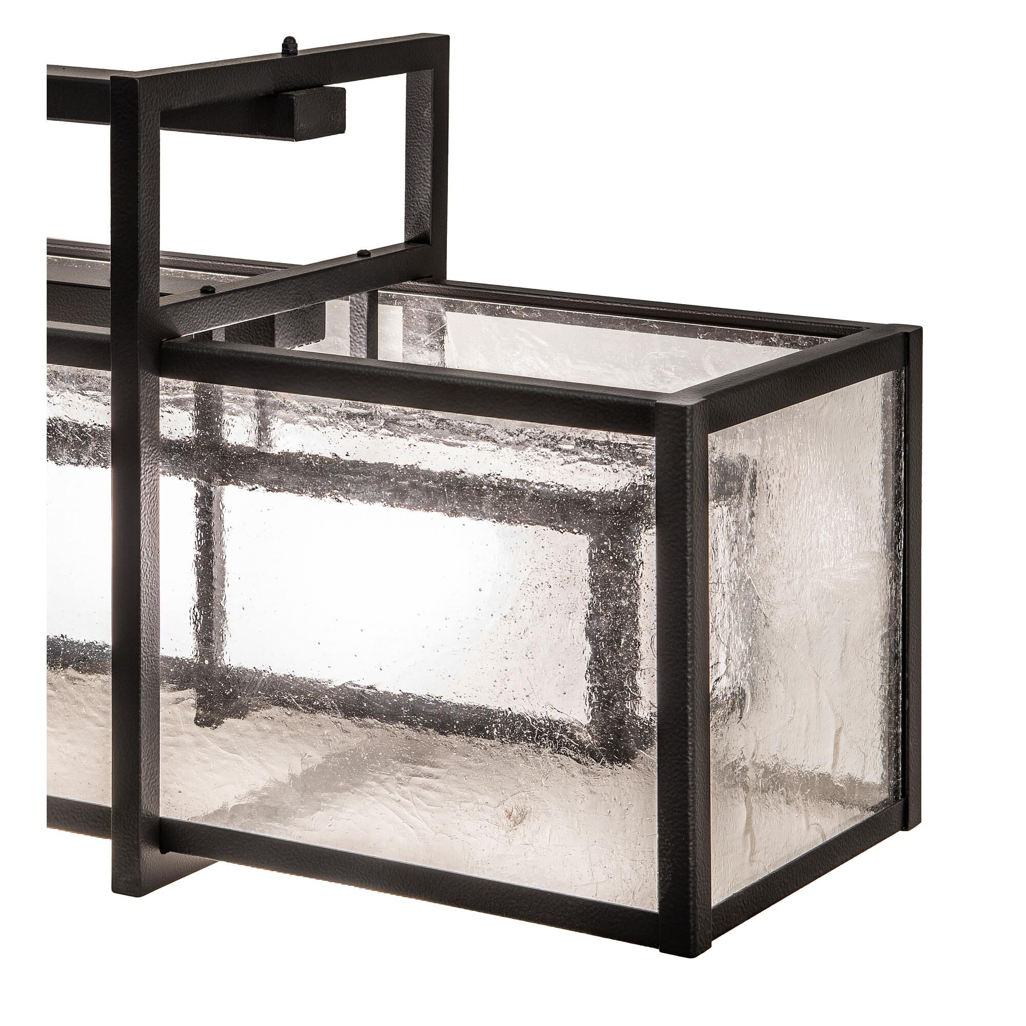 Shown in Wrought Iron finish and Black Metal Finish;Seeded  Or Acrylic glass