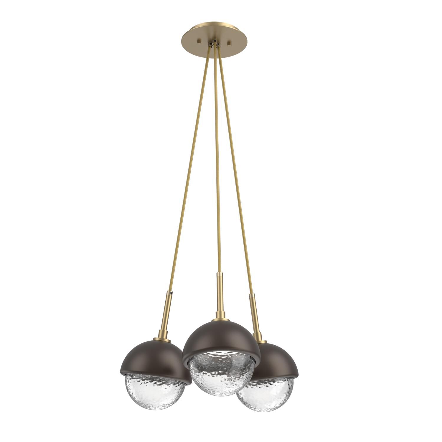 Shown in Gilded Brass finish and Clear glass and Flat Bronze accent