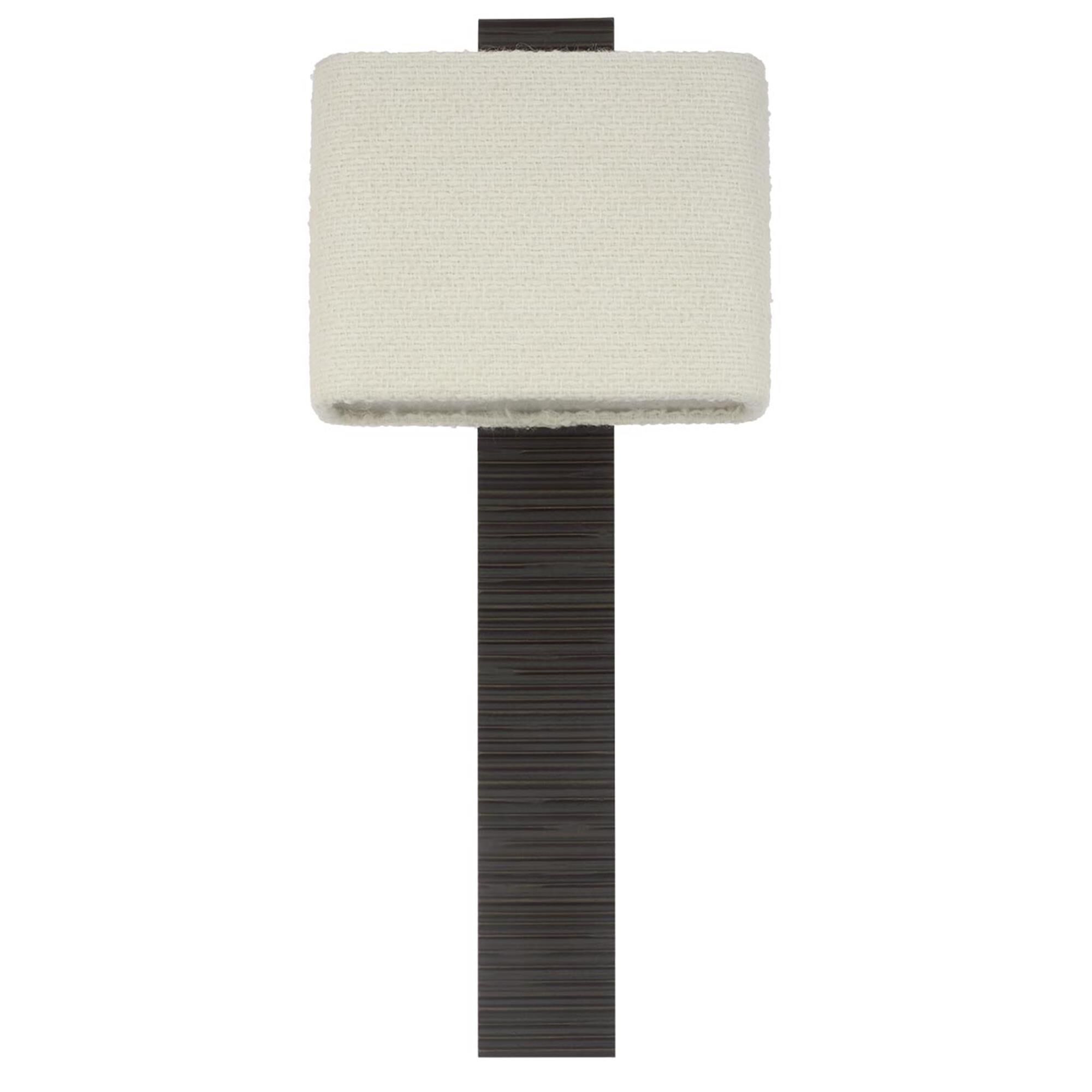 Shown in Ridged Carbon finish and Boucle Rectangle shade