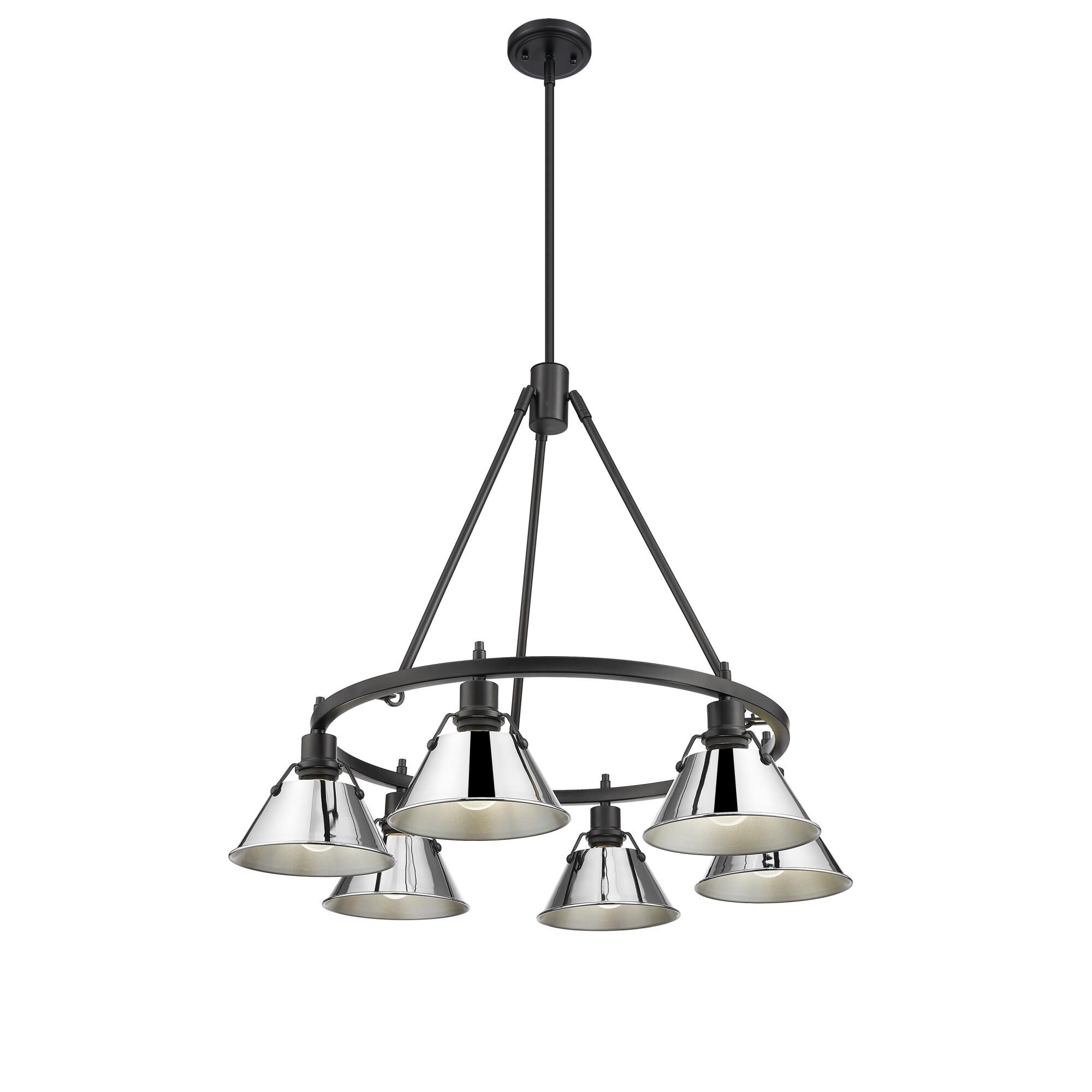 Shown in Matte Black finish and Without Glass glass and Chrome shade