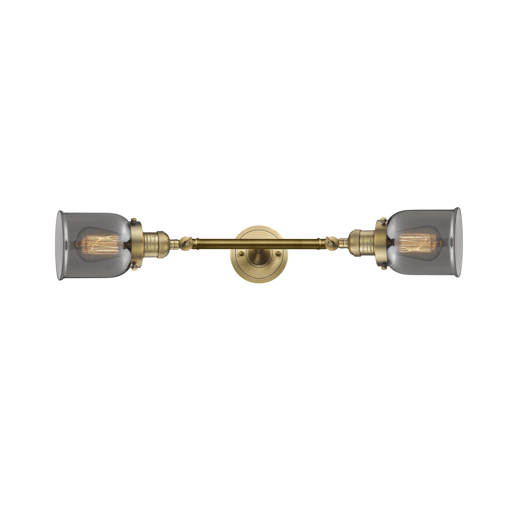Shown in Brushed Brass finish and Plated Smoked glass
