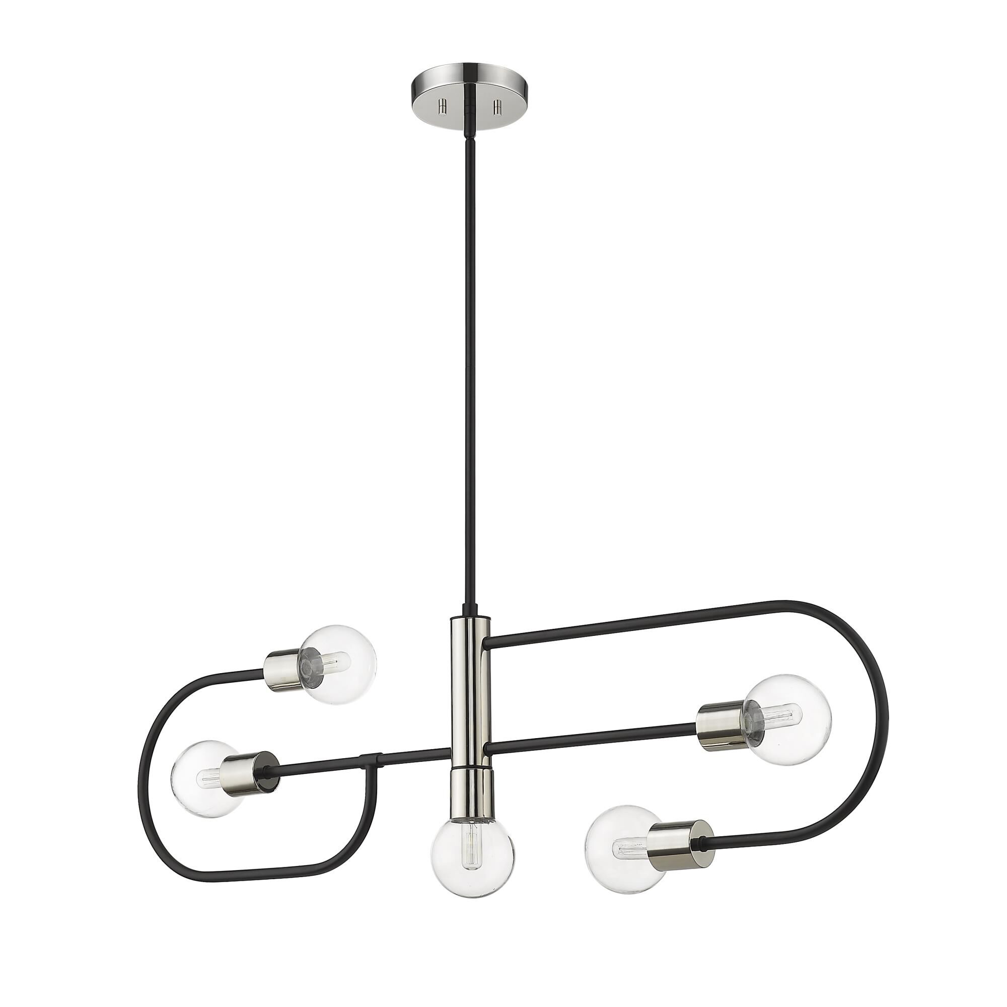 Shown in Matte Black + Polished Nickel finish and Glass shade