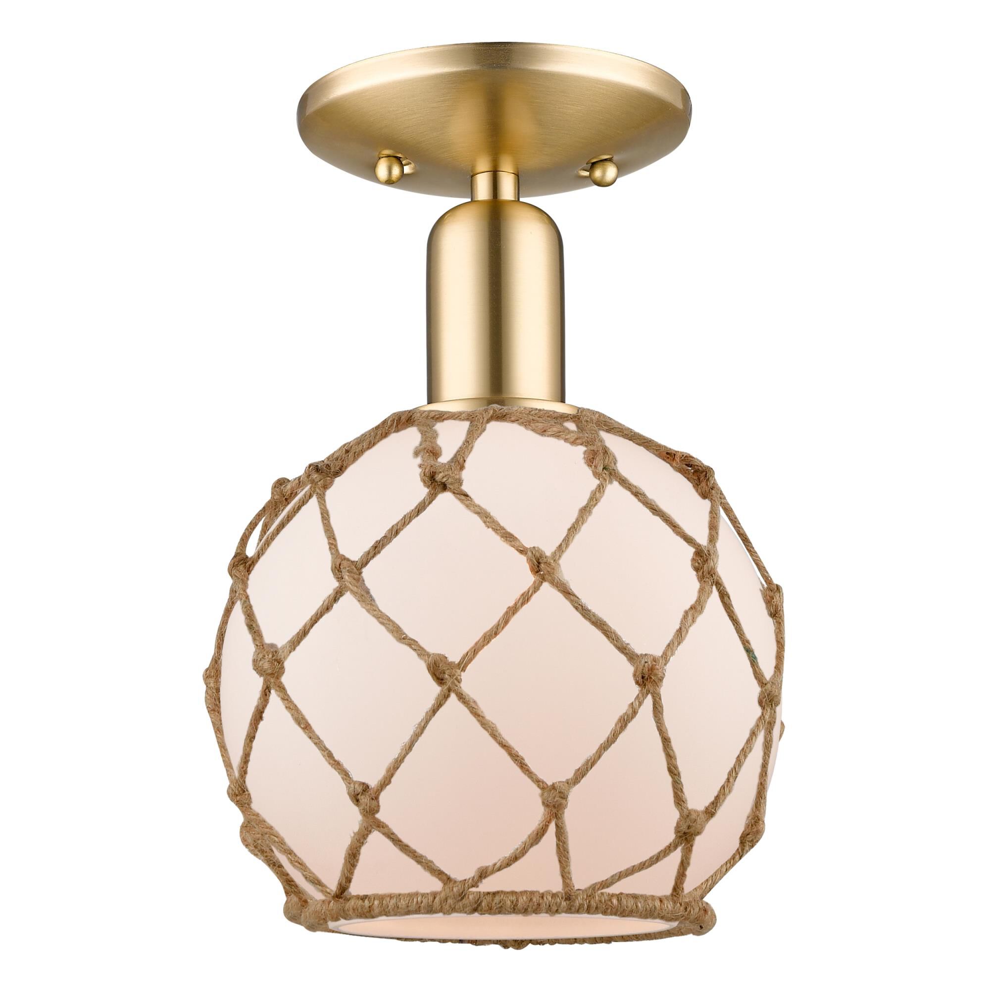 Shown in Champagne Bronze finish and White with White Rope glass