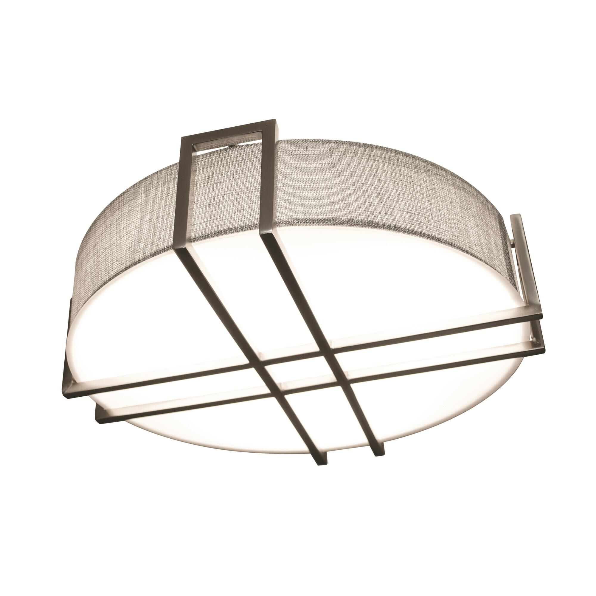 Shown in Satin Nickel finish and Grey, White Linen, Acrylic shade and No Accent accent