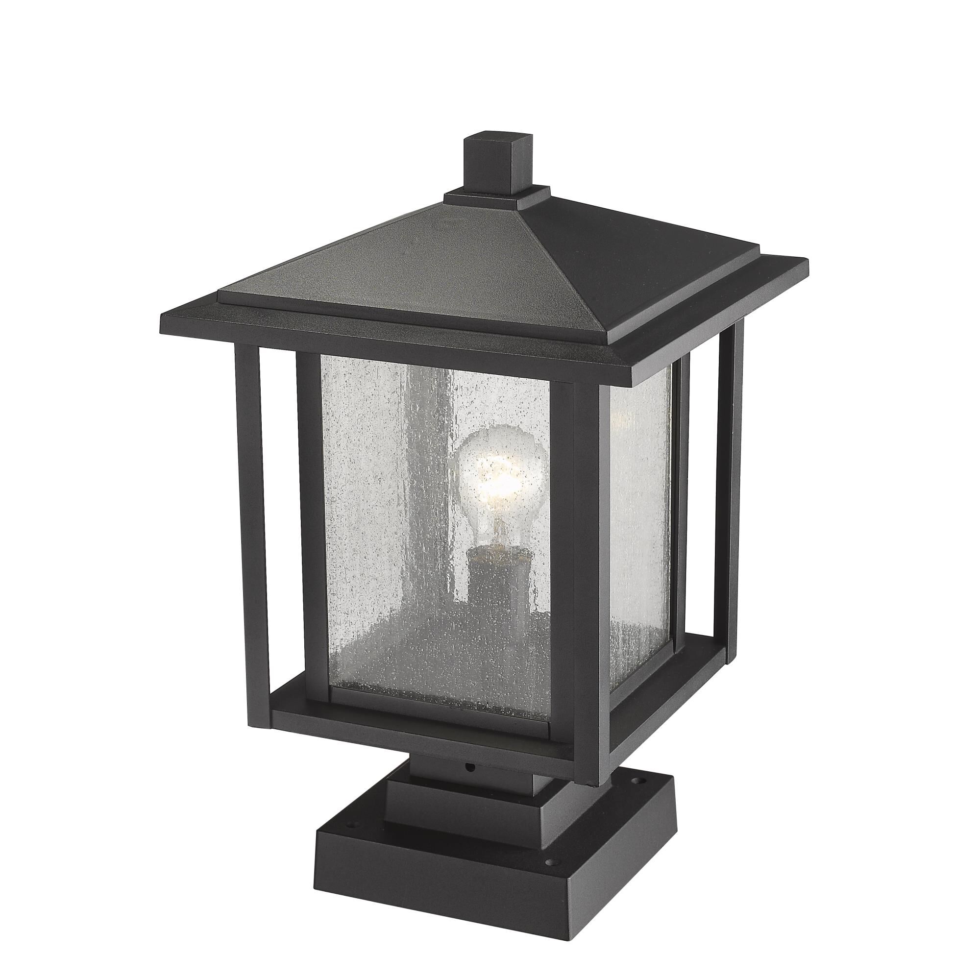 Shown in Black finish and Glass shade