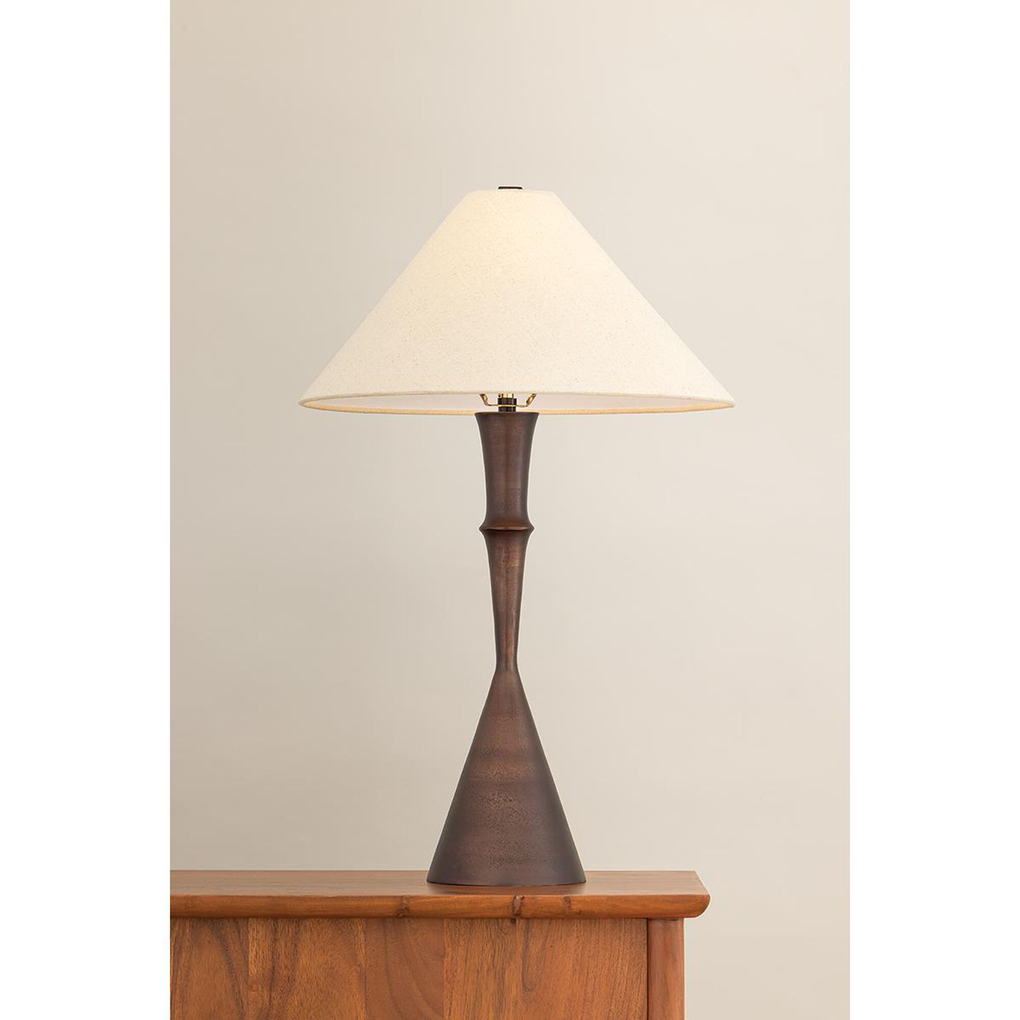 Shown in Bronze finish and Textured Cream shade