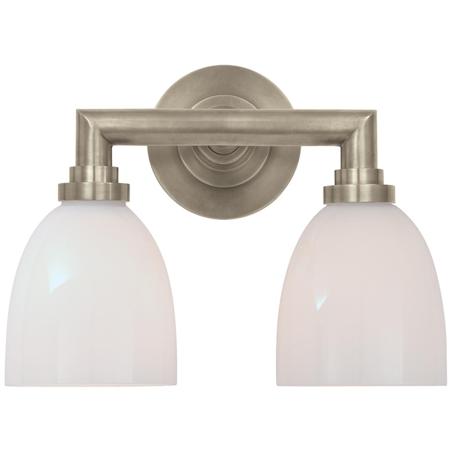 Shown in Antique Nickel finish and White glass