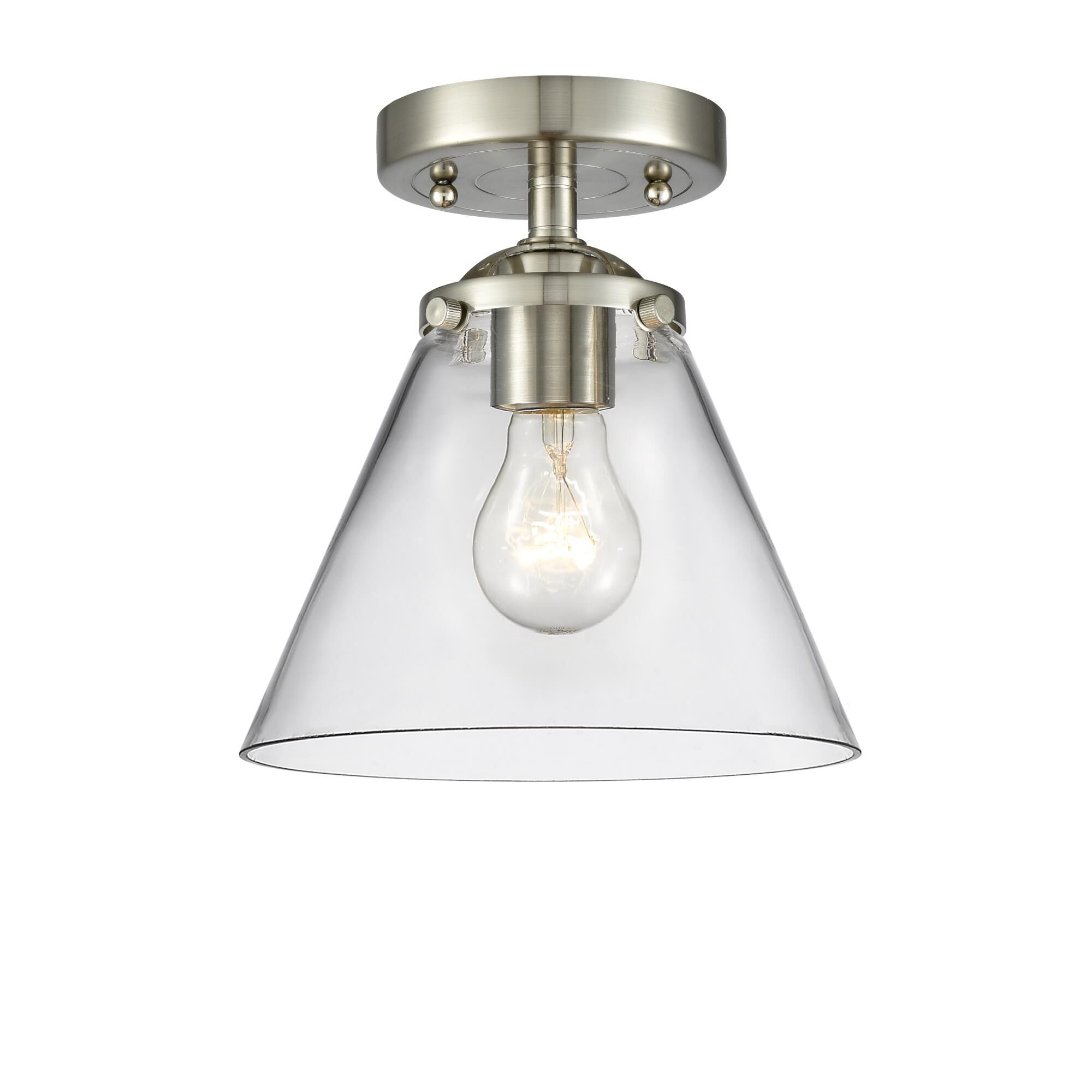 Shown in Brushed Satin Nickel finish and Clear glass