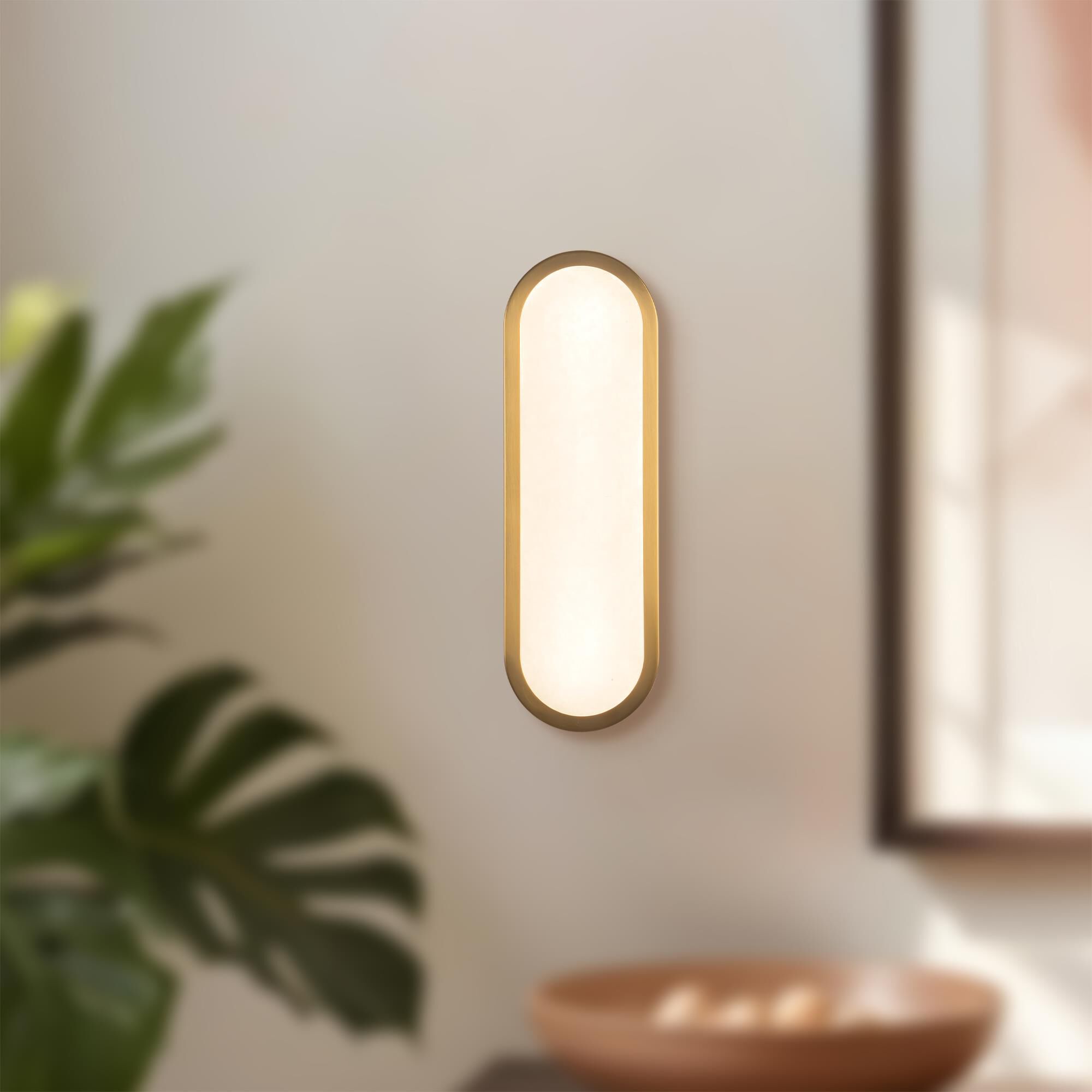 Shown in Brushed Gold finish and Alabaster glass