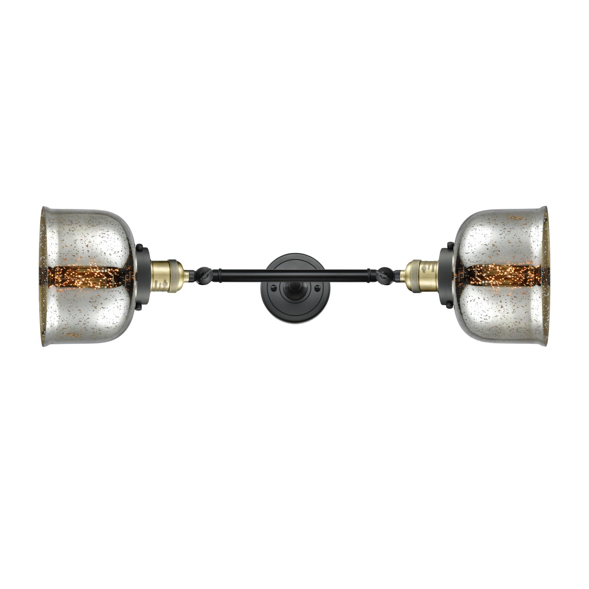 Shown in Black Antique Brass finish and Silver Mercury glass