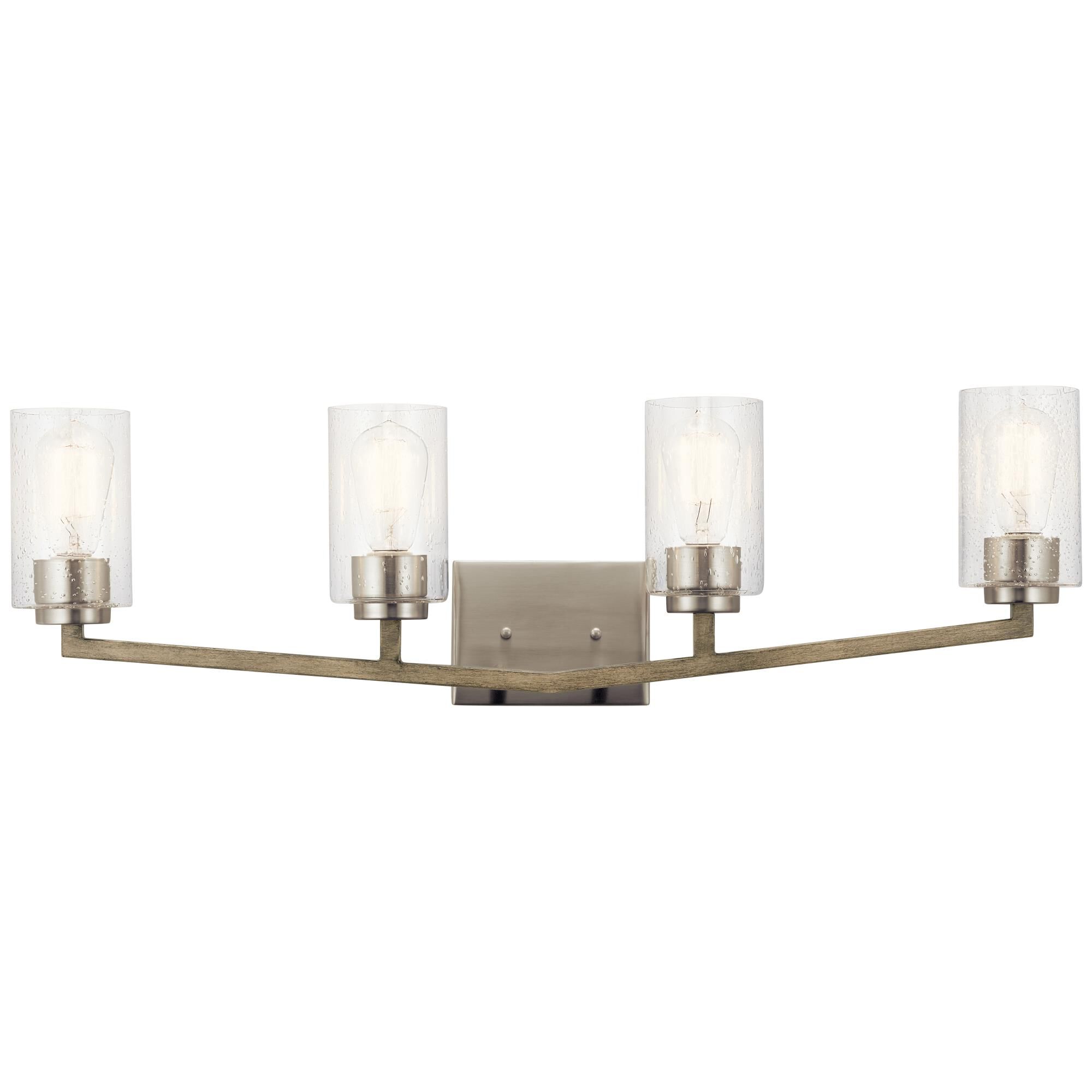 Shown in Distressed Antique Gray finish and Clear Seeded glass