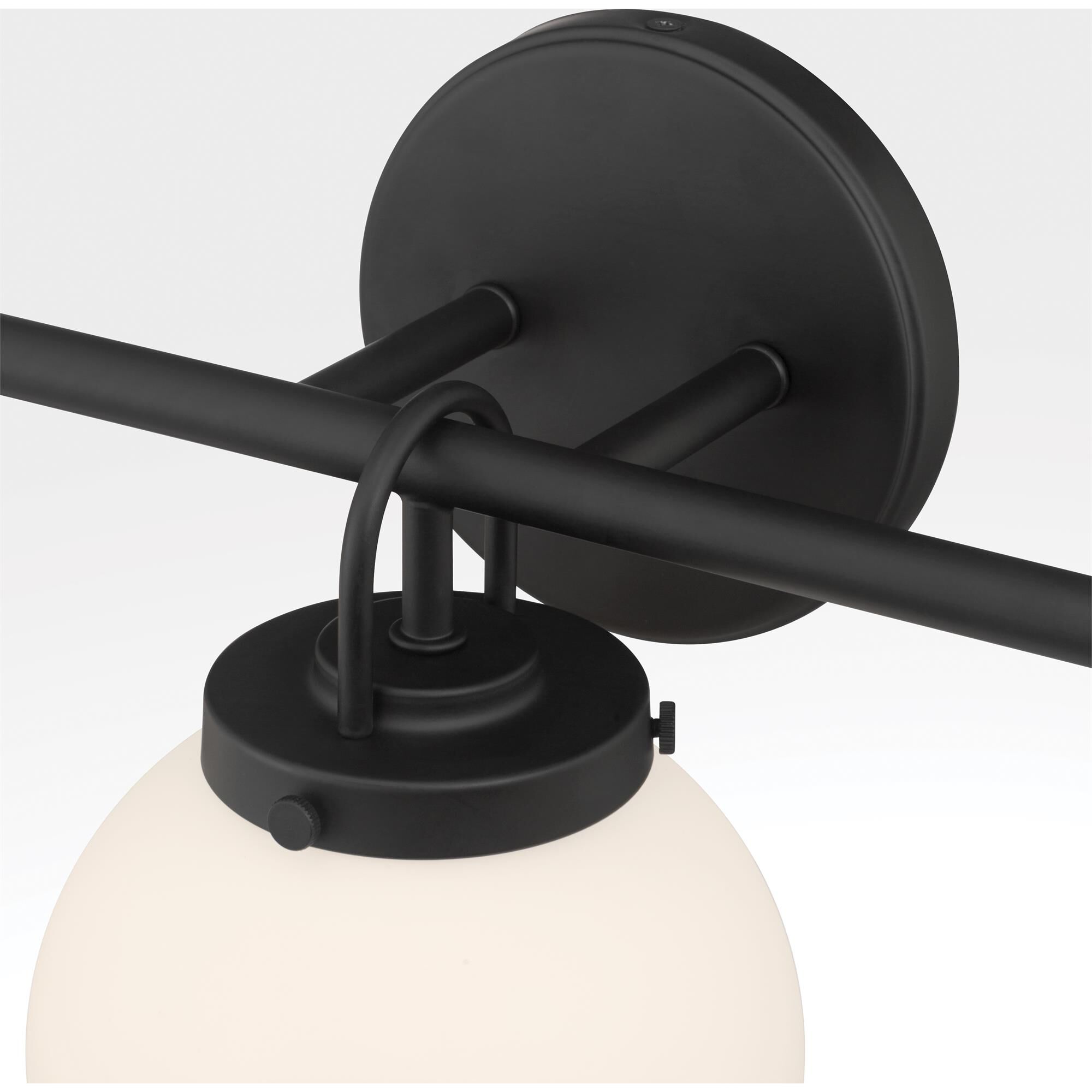 Shown in Dark Matte Black finish and Etched White glass