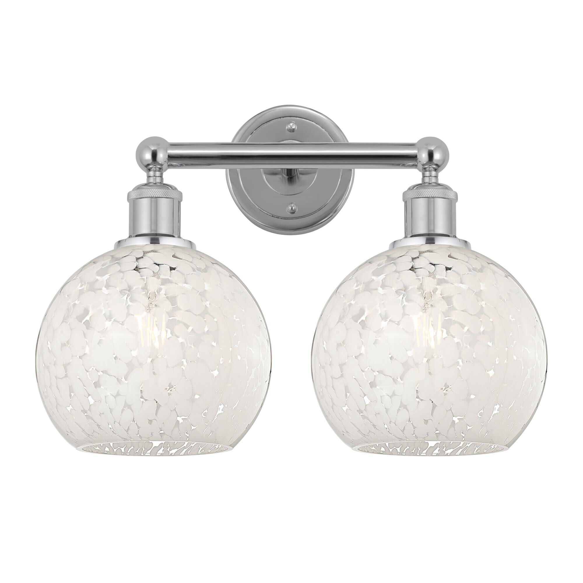 Shown in Polished Chrome finish and White Mouchette glass