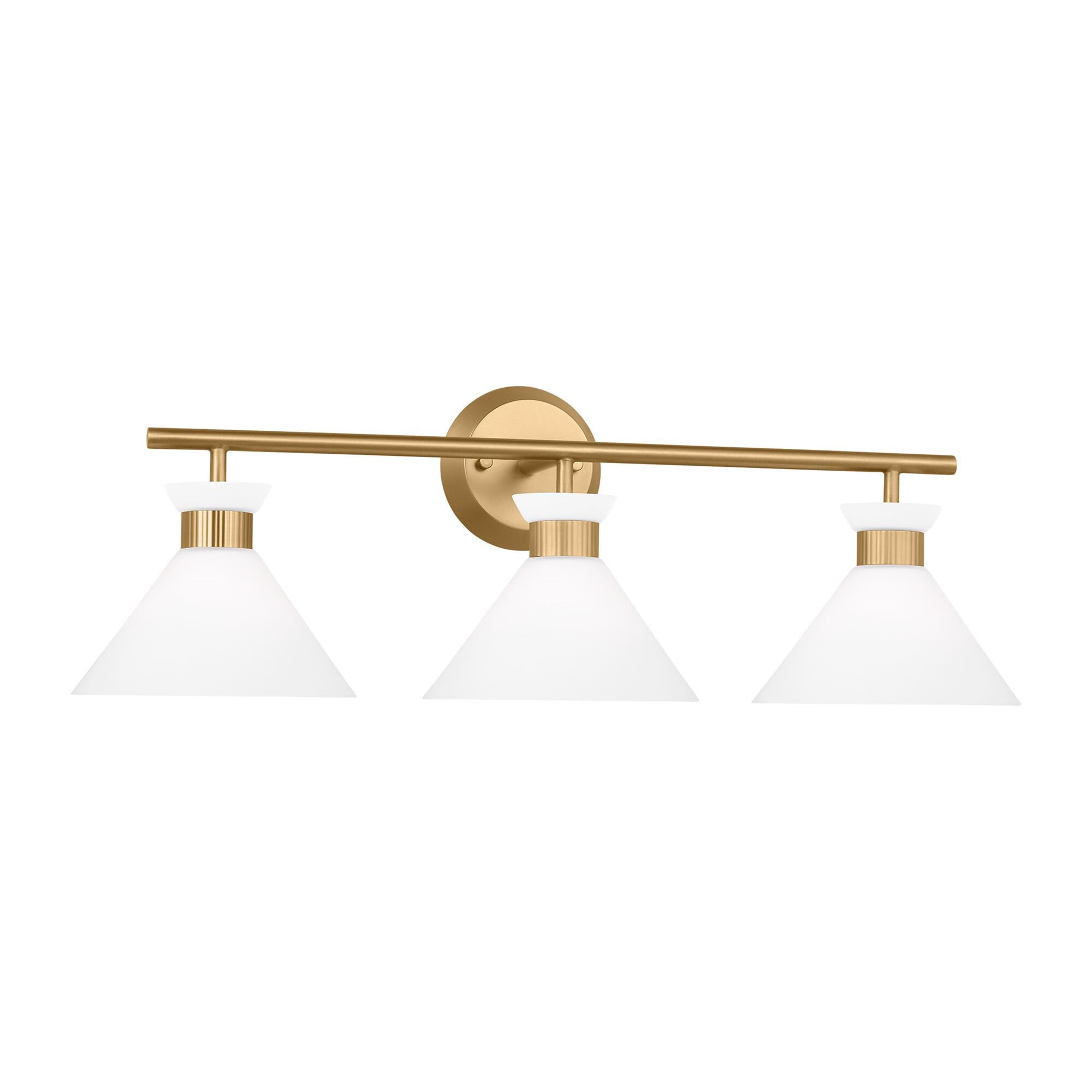 Shown in Satin Brass finish and Etched White Glass s shade