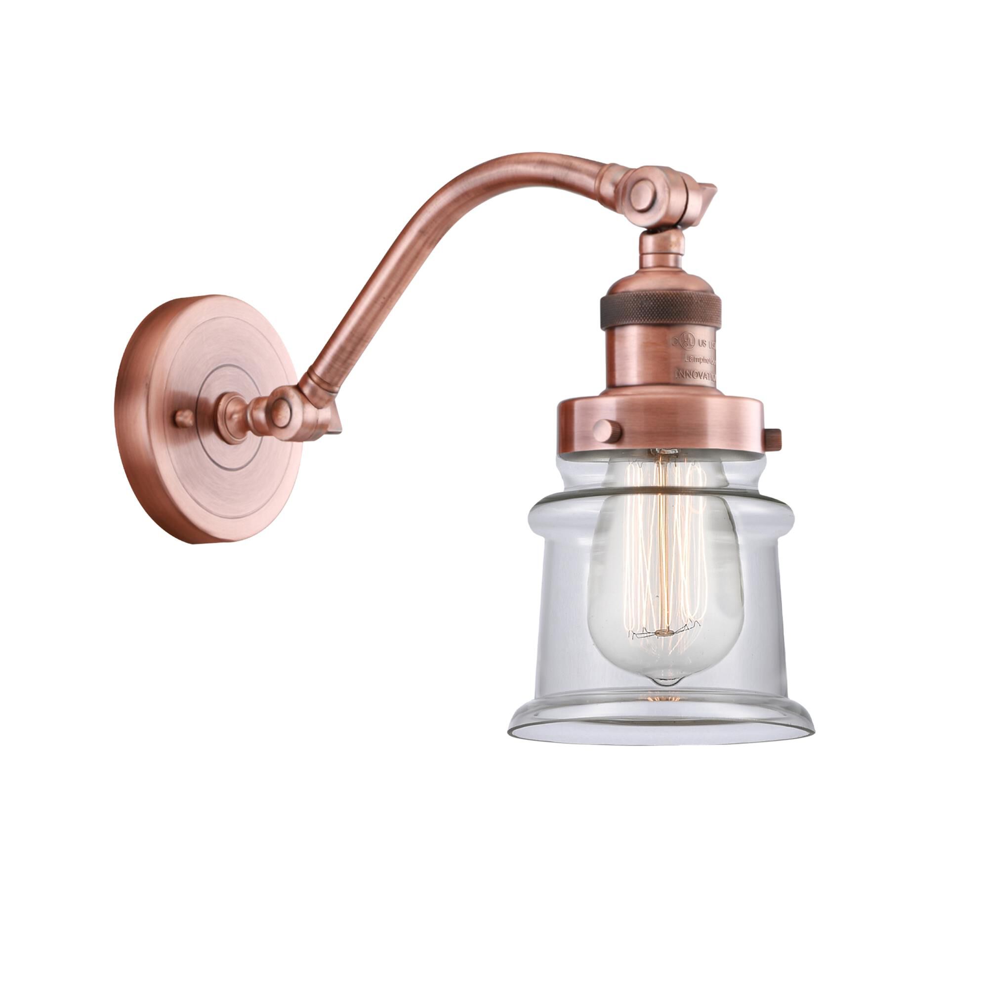 Shown in Antique Copper finish and Clear Canton glass