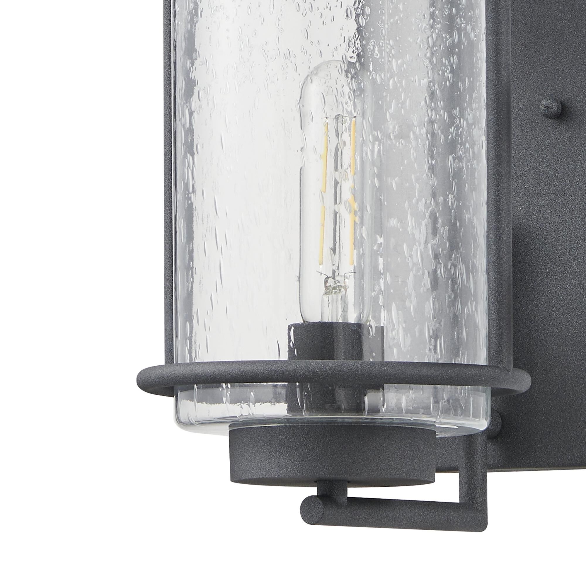 Shown in Weathered Zinc finish and Clear Seeded glass