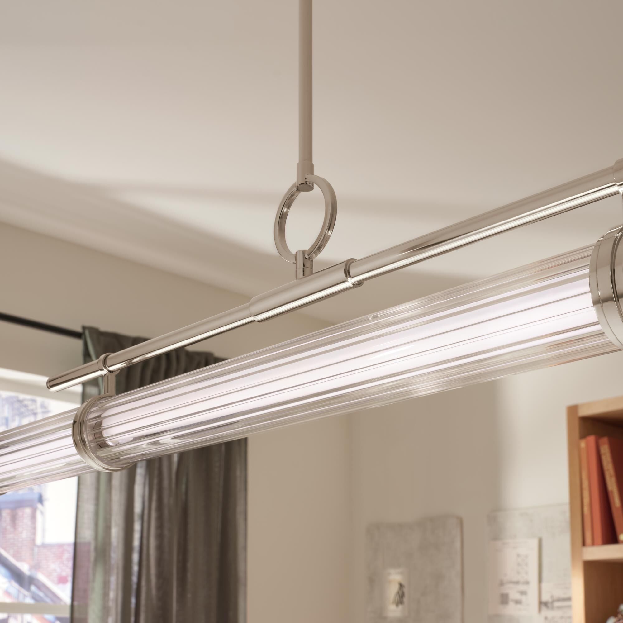 Shown in Polished Nickel finish and Clear Fluted glass