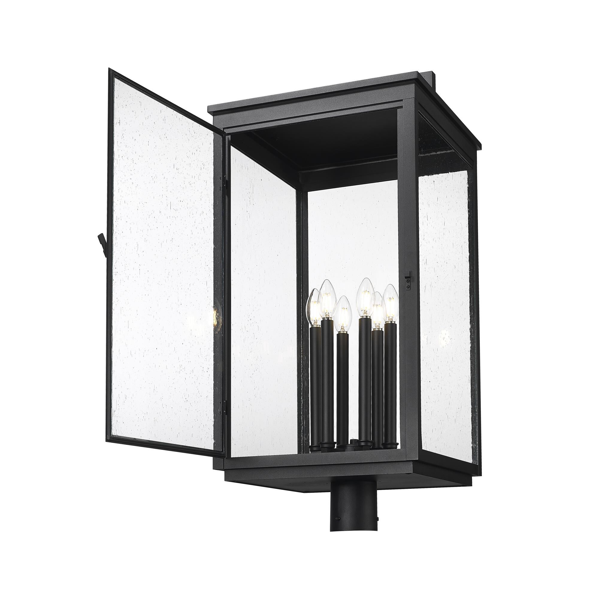 Shown in Sand Black finish and Clear Seedy glass and Clear Seedy shade