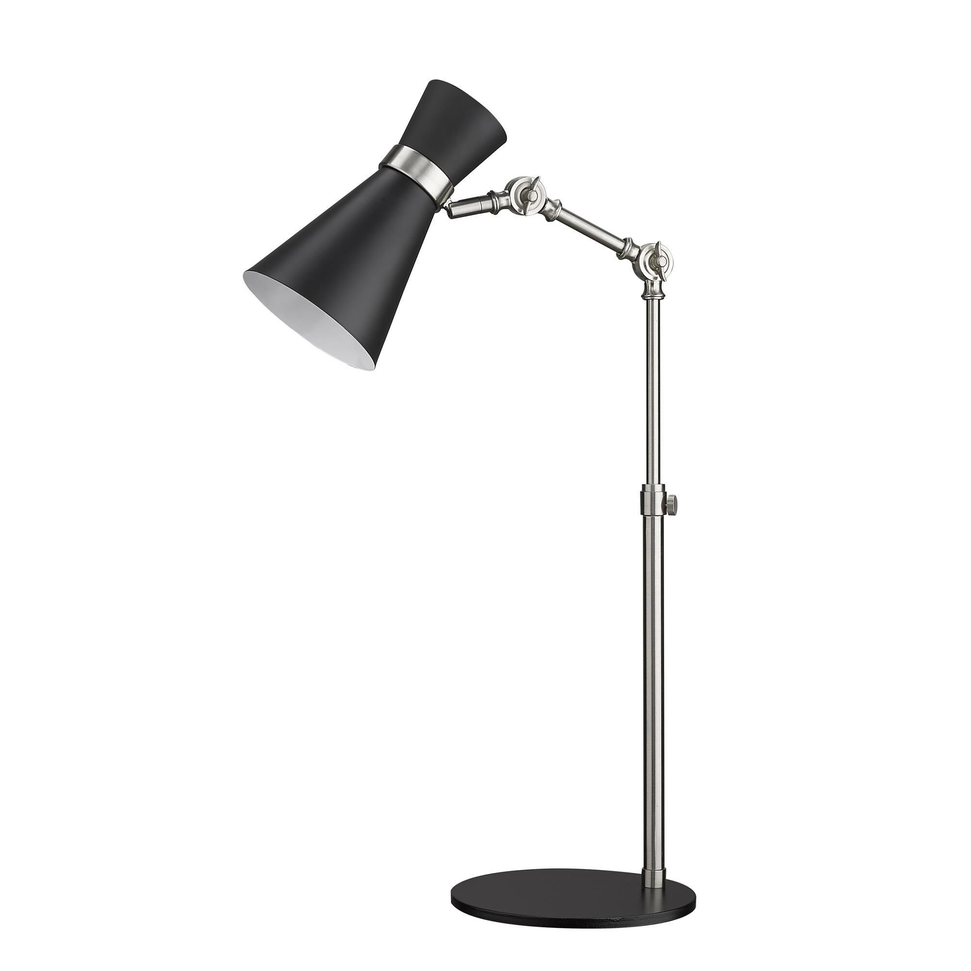 Shown in Matte Black + Brushed Nickel finish and Metal glass and Metal shade