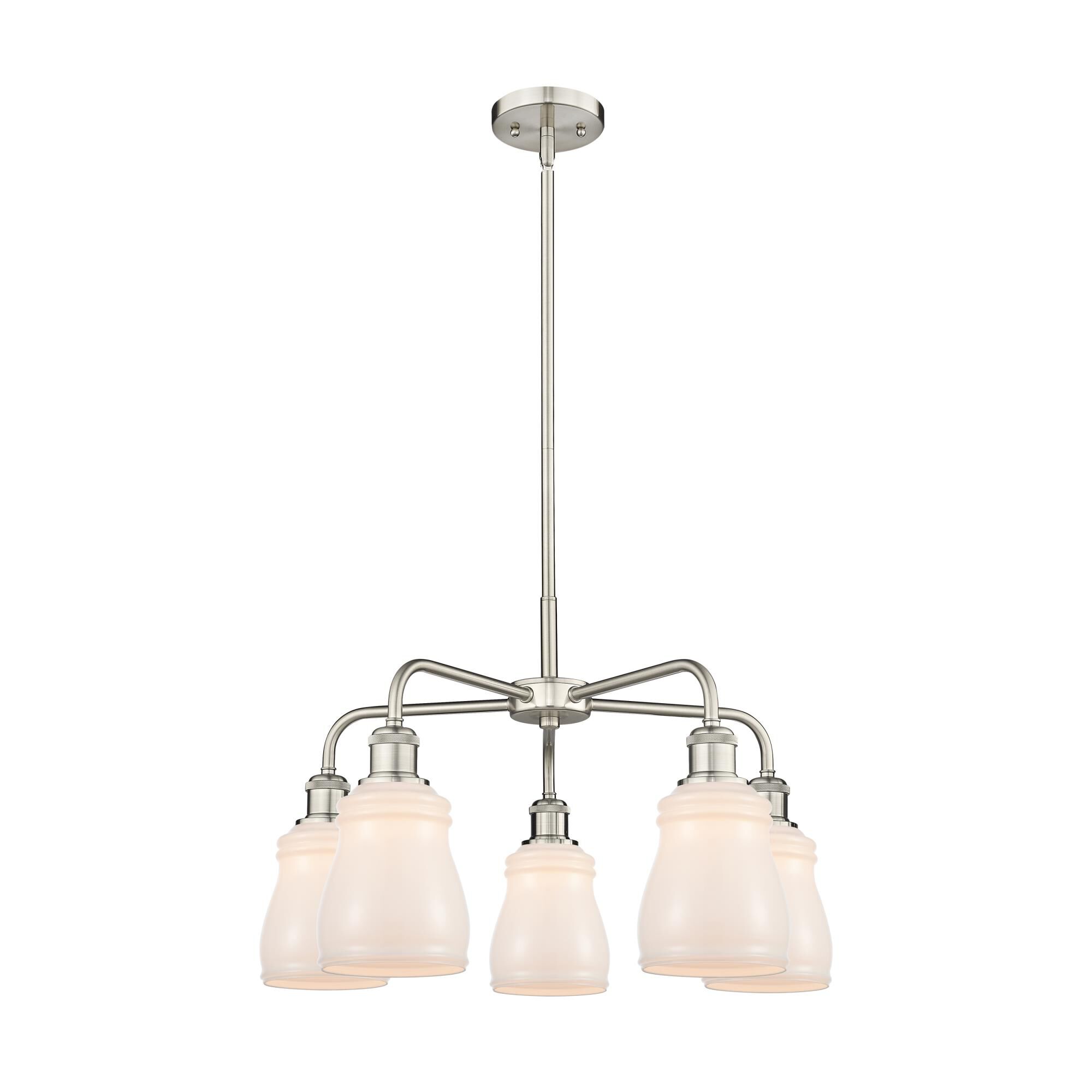 Shown in Satin Nickel finish and White glass