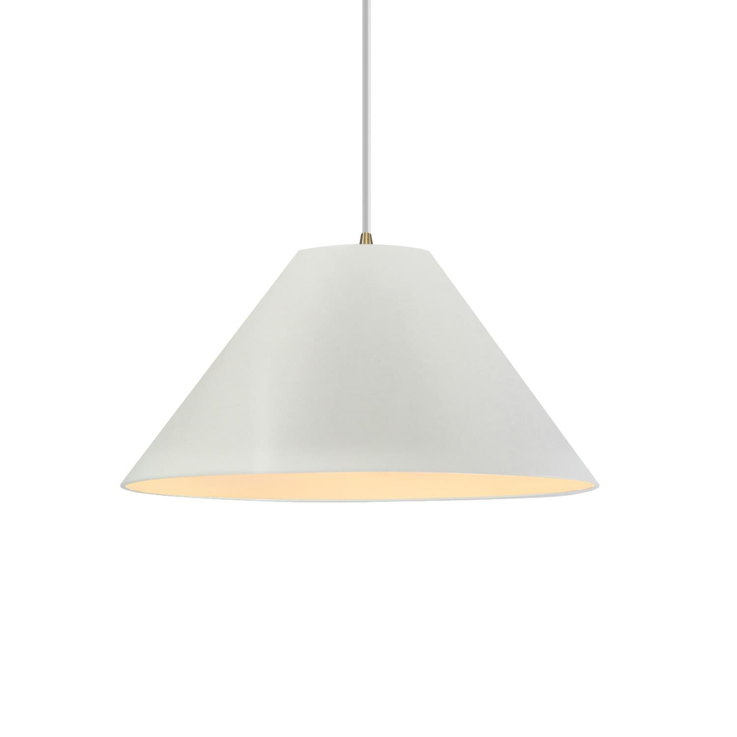 Shown in Antique Brass finish and Matte White shade