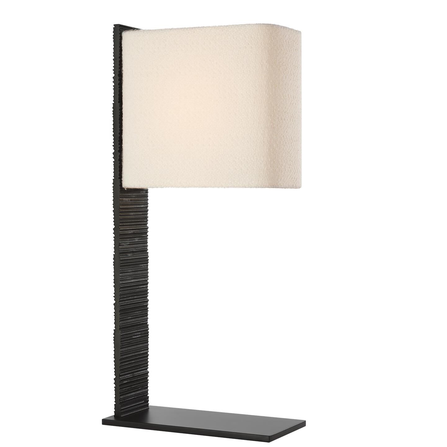 Shown in Ridged Carbon finish and Boucle Rectangle shade