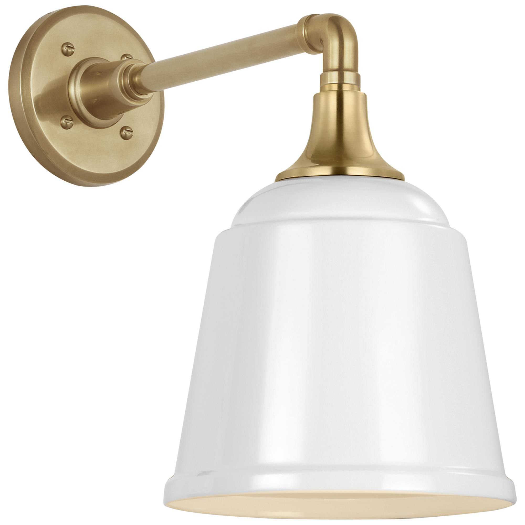 Shown in Hand-Rubbed Antique Brass finish and White Rockhouse shade
