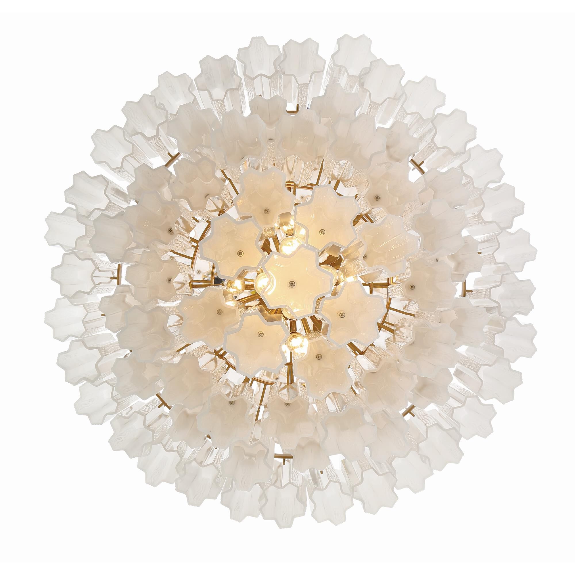 Shown in Aged Brass finish and Tronchi Glass White crystal