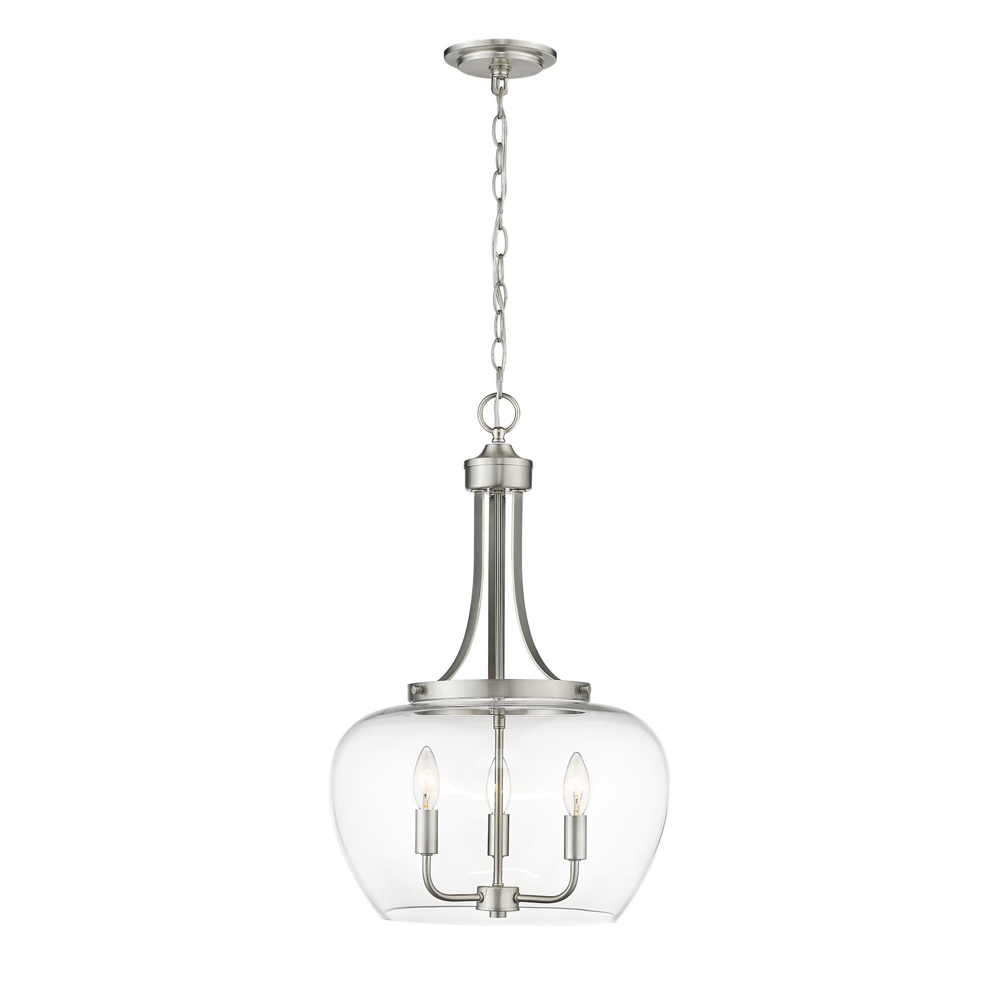 Shown in Brushed Nickel finish and Glass shade