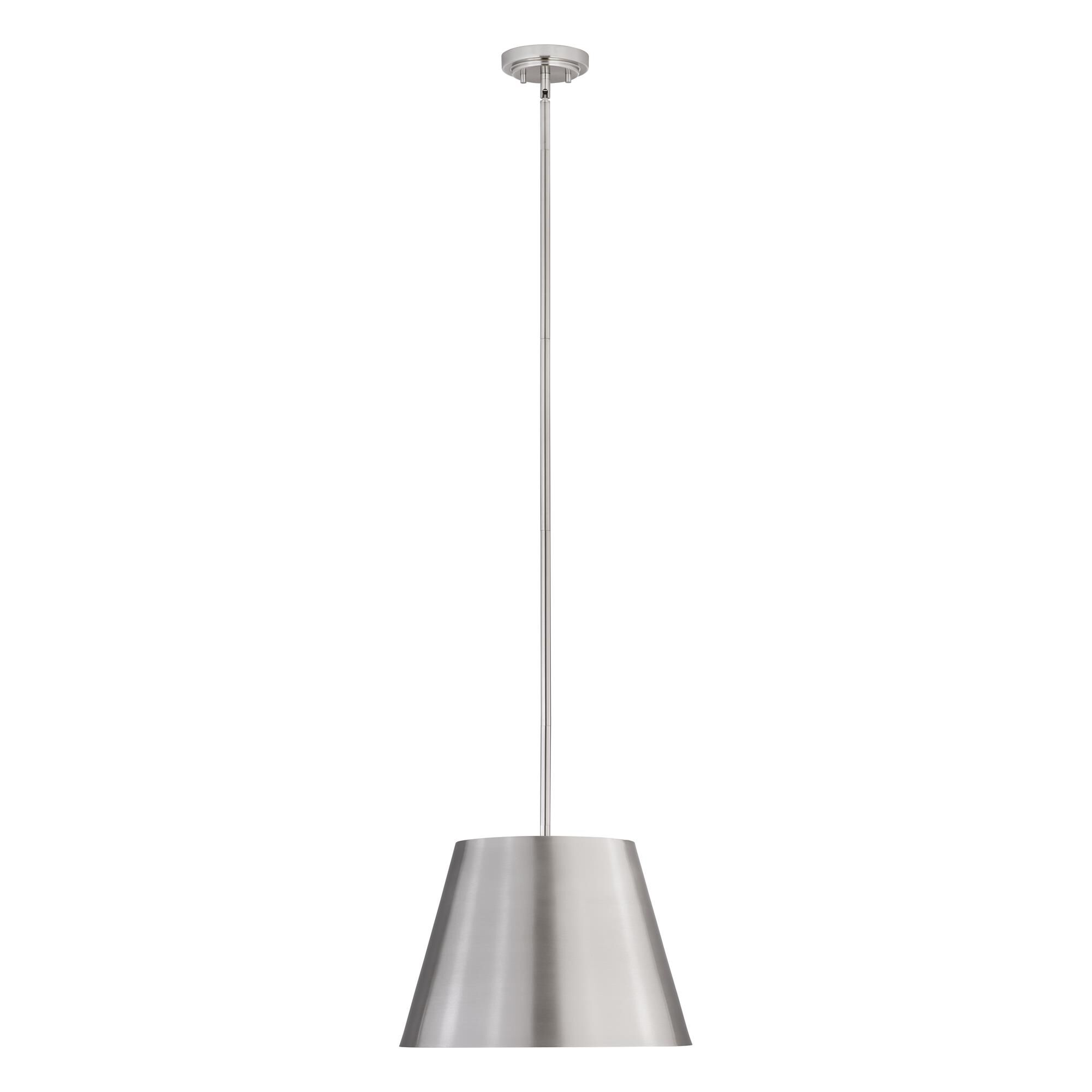 Shown in Brushed Nickel finish and Brushed Nickel glass and Brushed Nickel shade