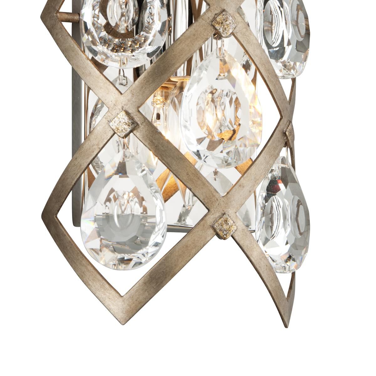 Shown in Vienna Bronze finish and Clear glass and Crystal shade