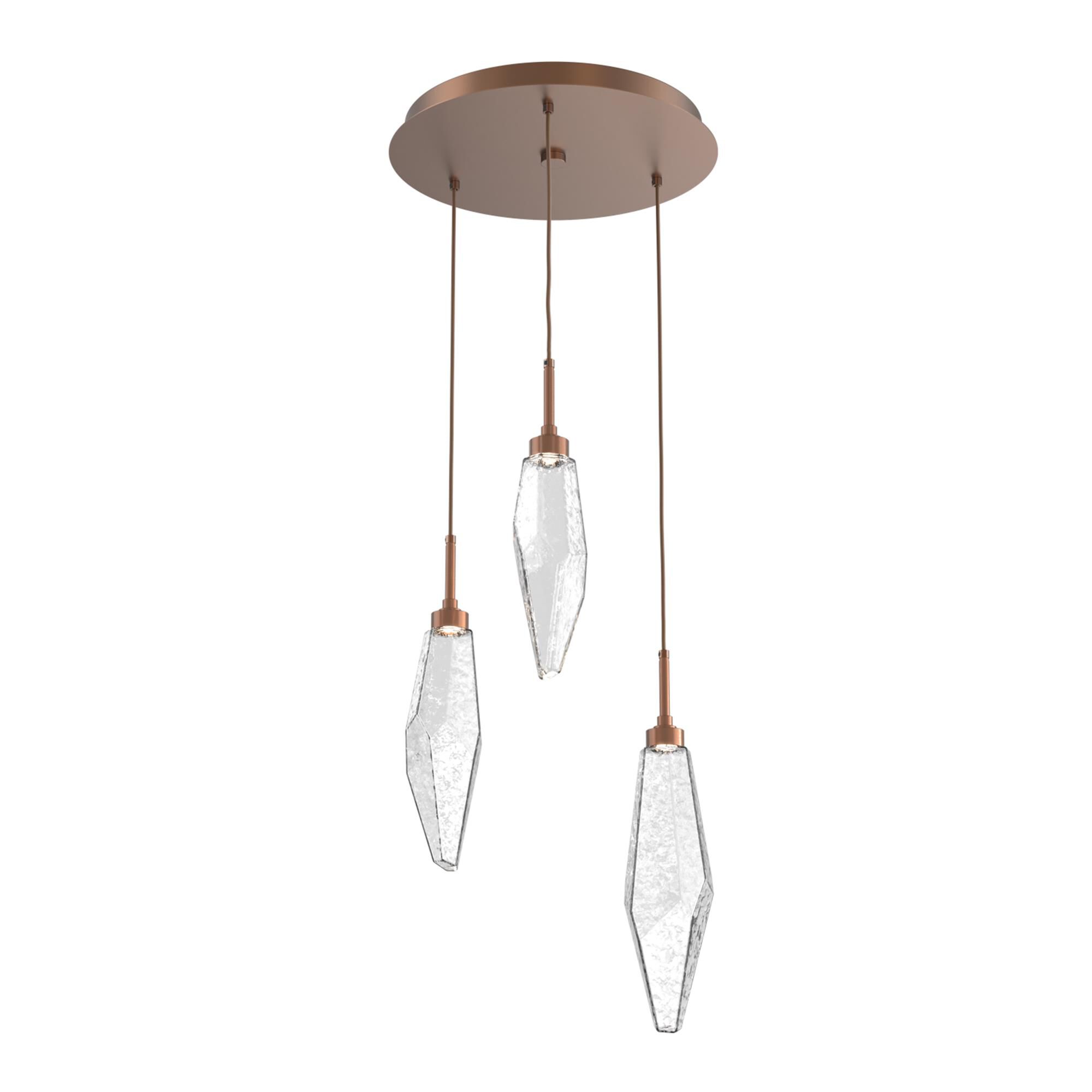 Shown in Burnished Bronze finish and Chilled Blown And Clear glass
