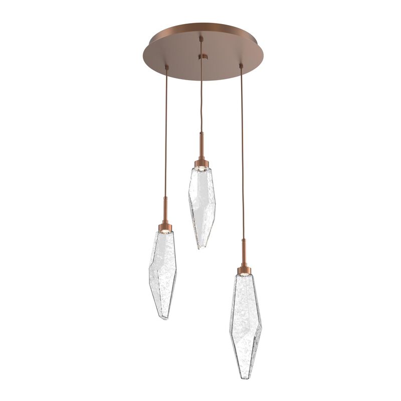 Rock Crystal 17 Inch 3 Light Multi Light Pendant by Hammerton Studio