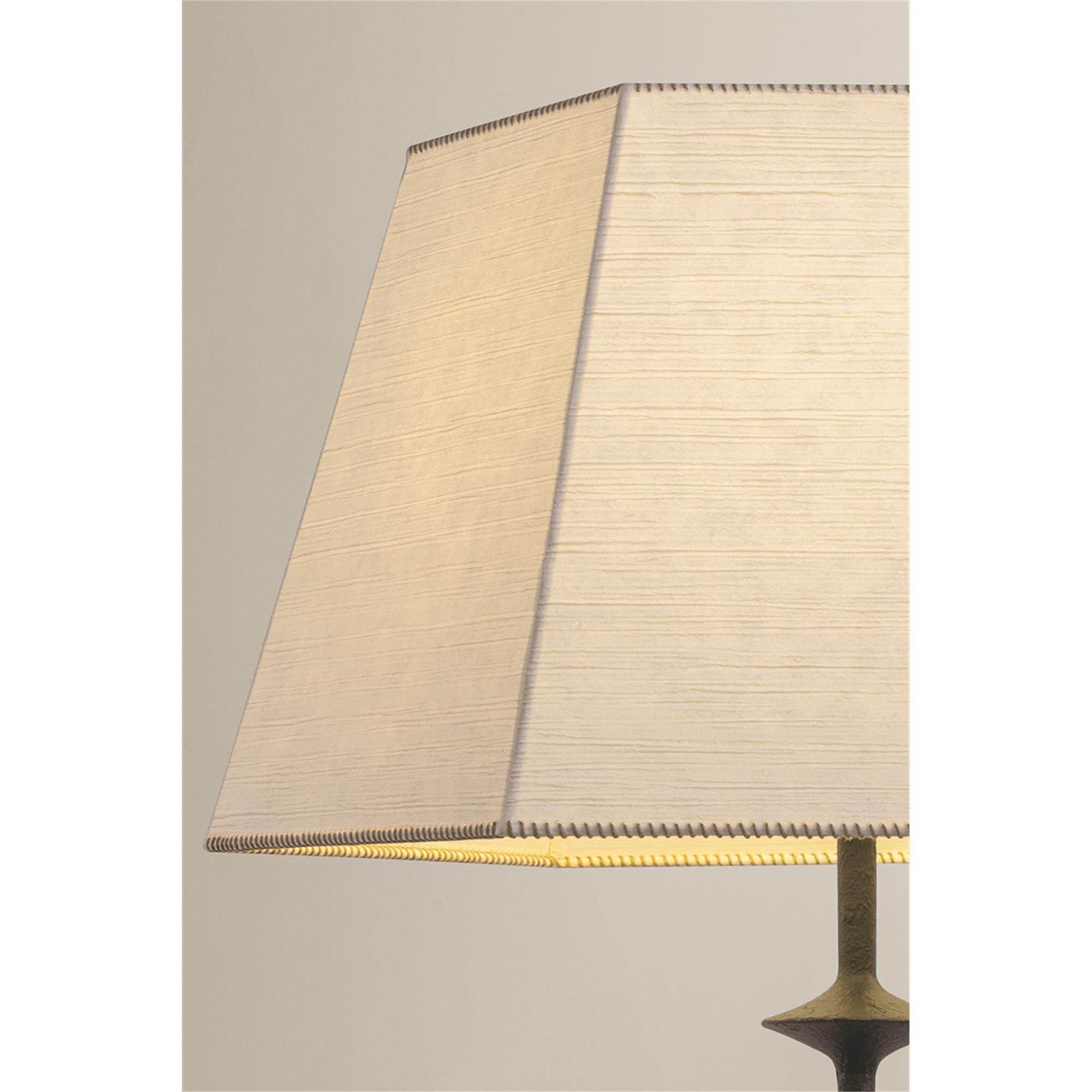 Shown in Black Iron finish and Handmade Paper shade