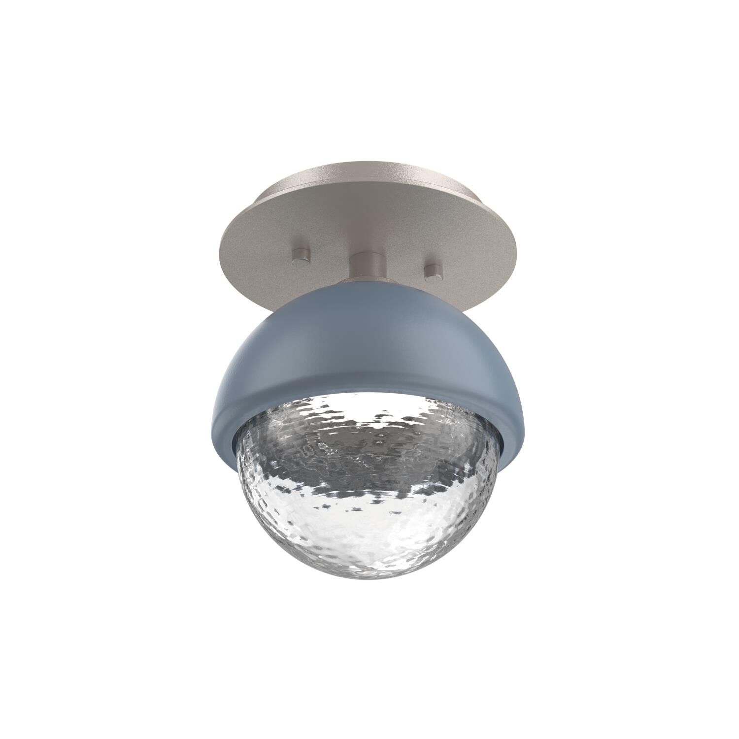 Shown in Beige Silver finish and Clear glass and Poppy Blue accent