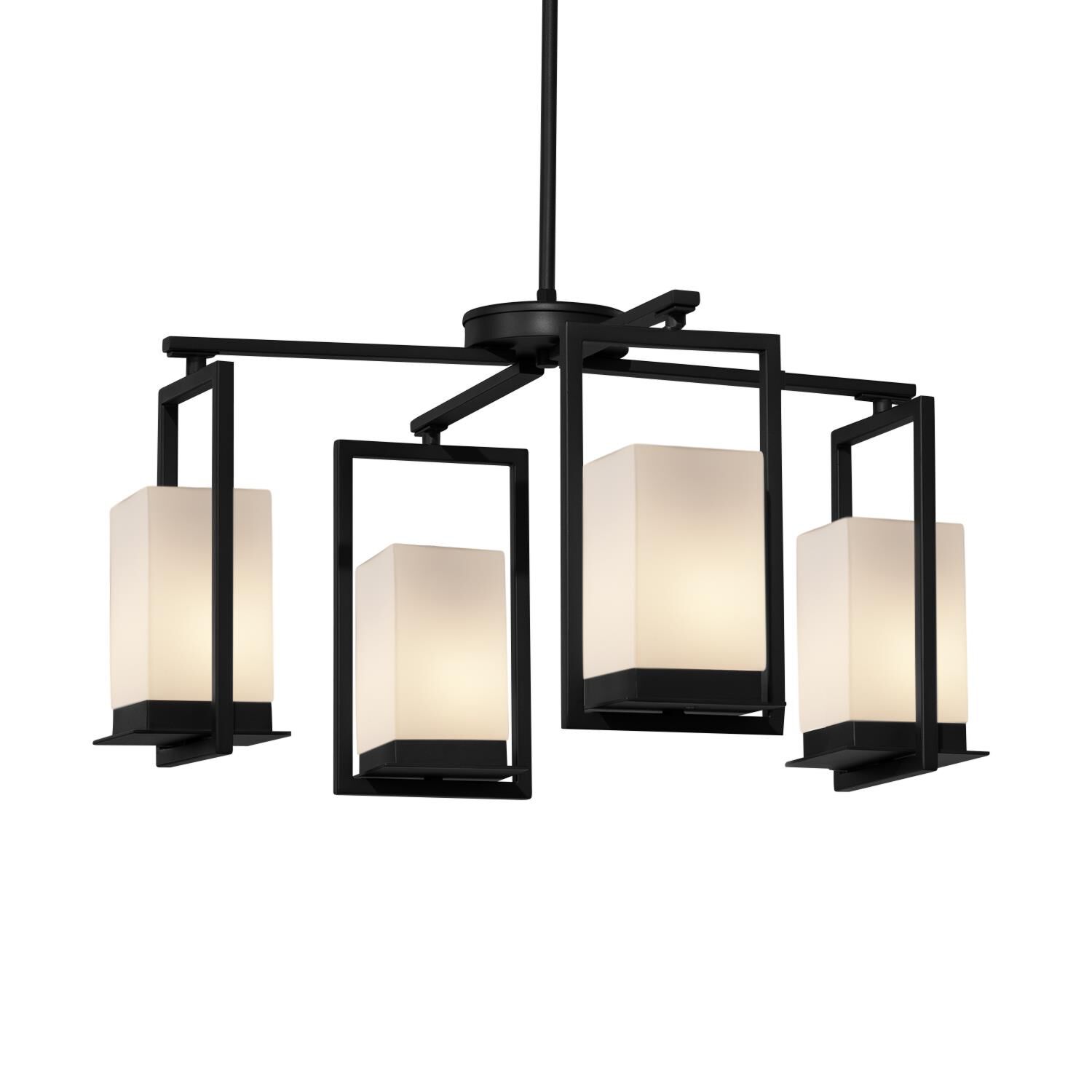 Shown in Matte Black finish and Artisan glass and Opal shade