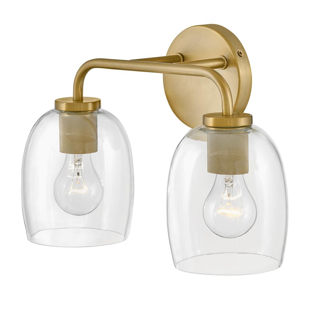 Shown in Lacquered Brass finish and Clear glass