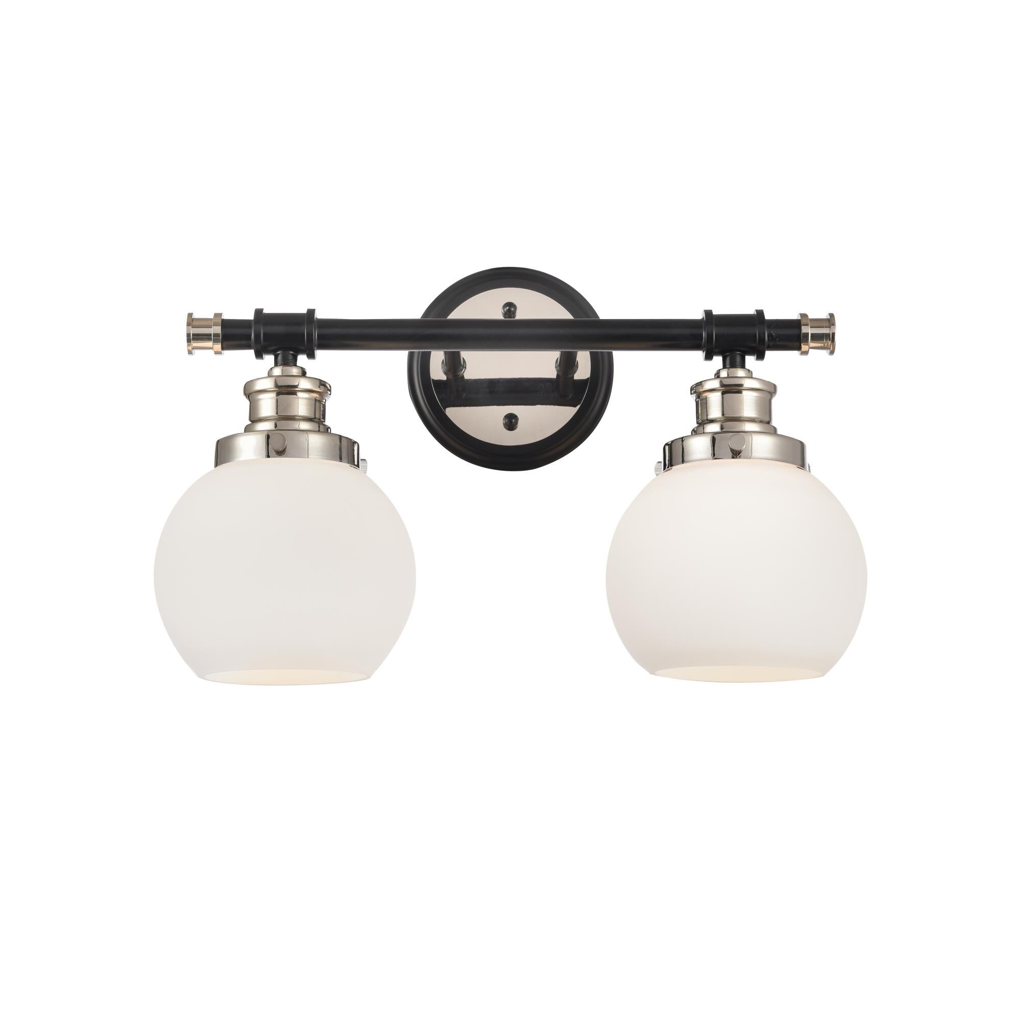 Shown in Black Polished Nickel finish and Matte White glass