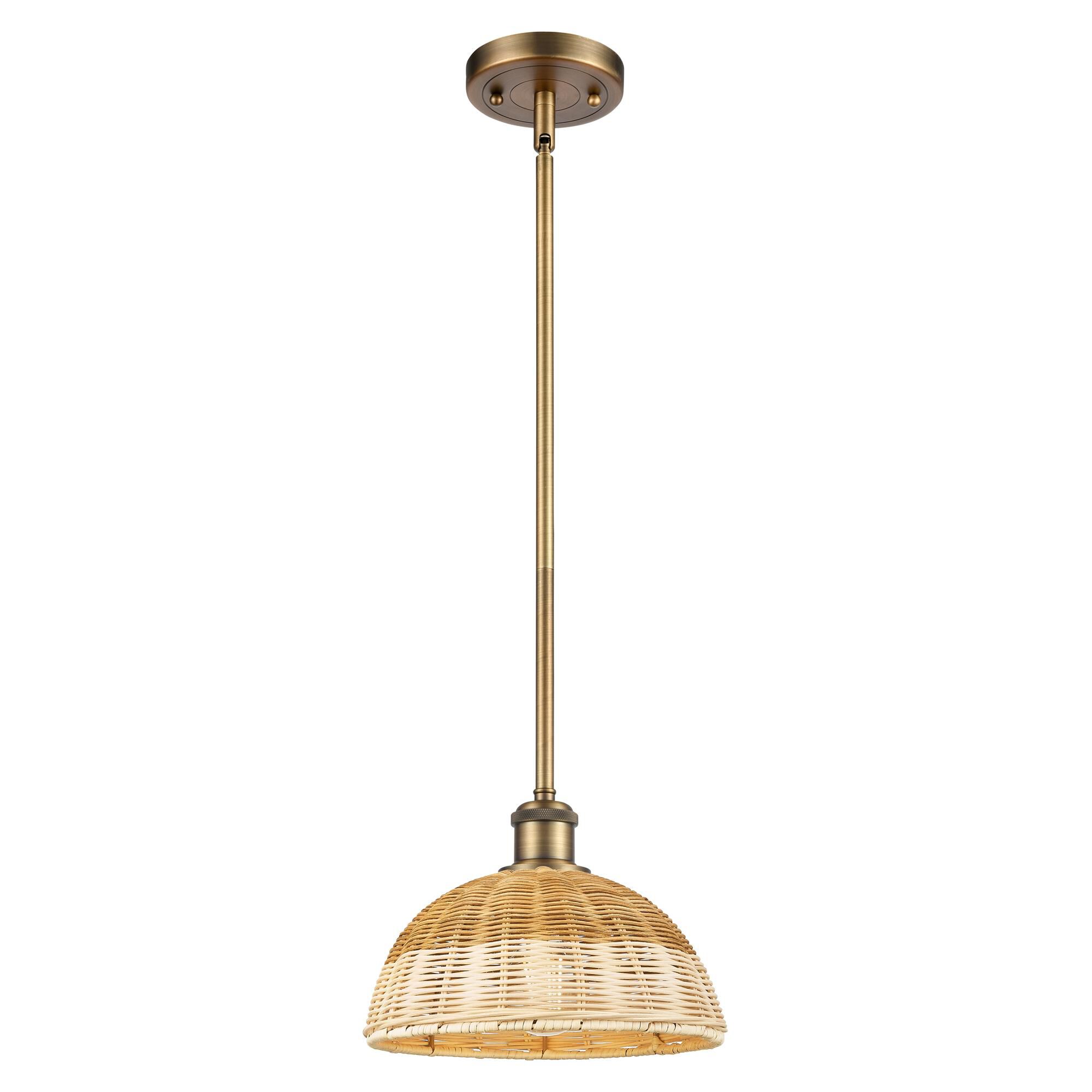 Shown in Brushed Brass finish and Natural shade