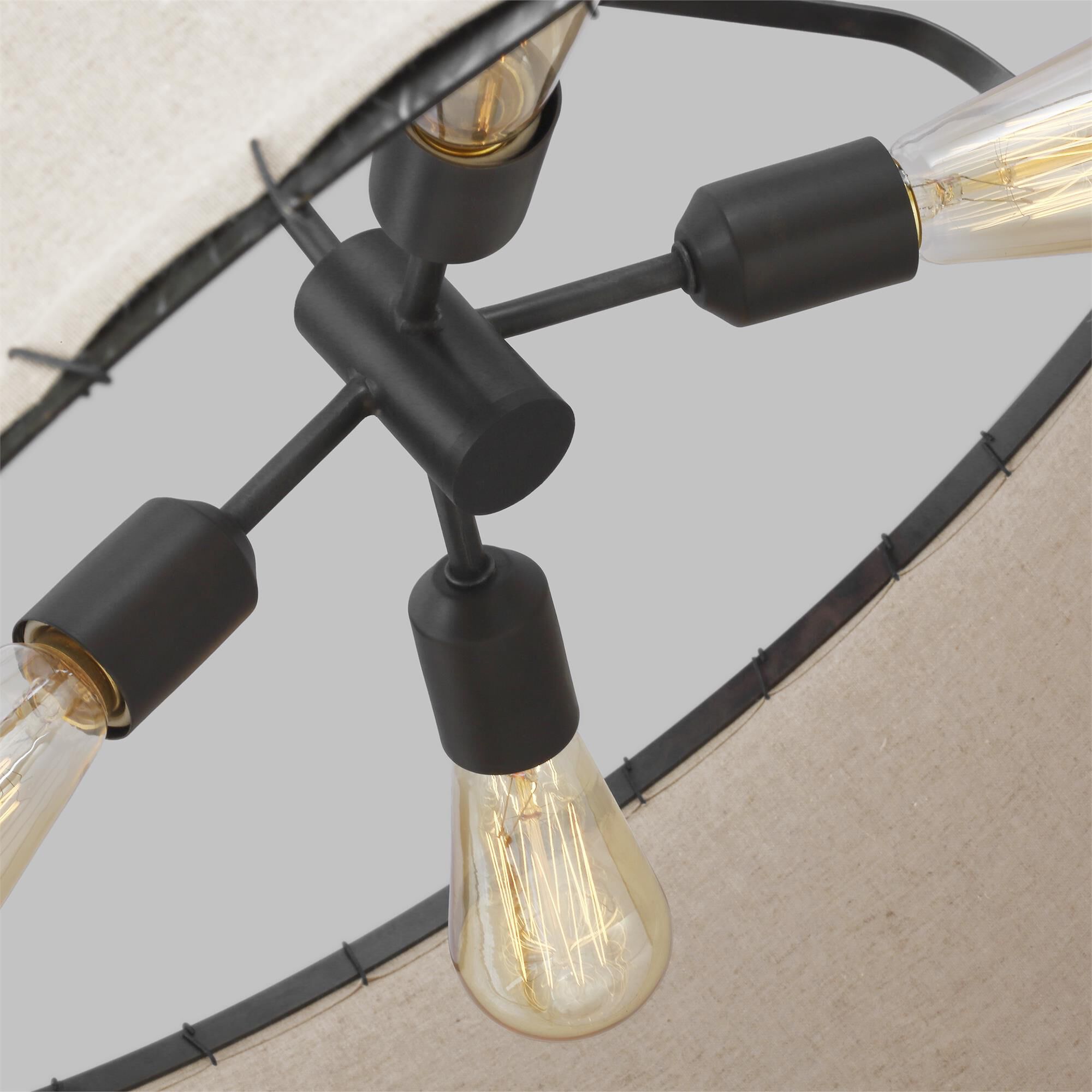 Shown in Aged Iron finish and Natural Linenfabric shade